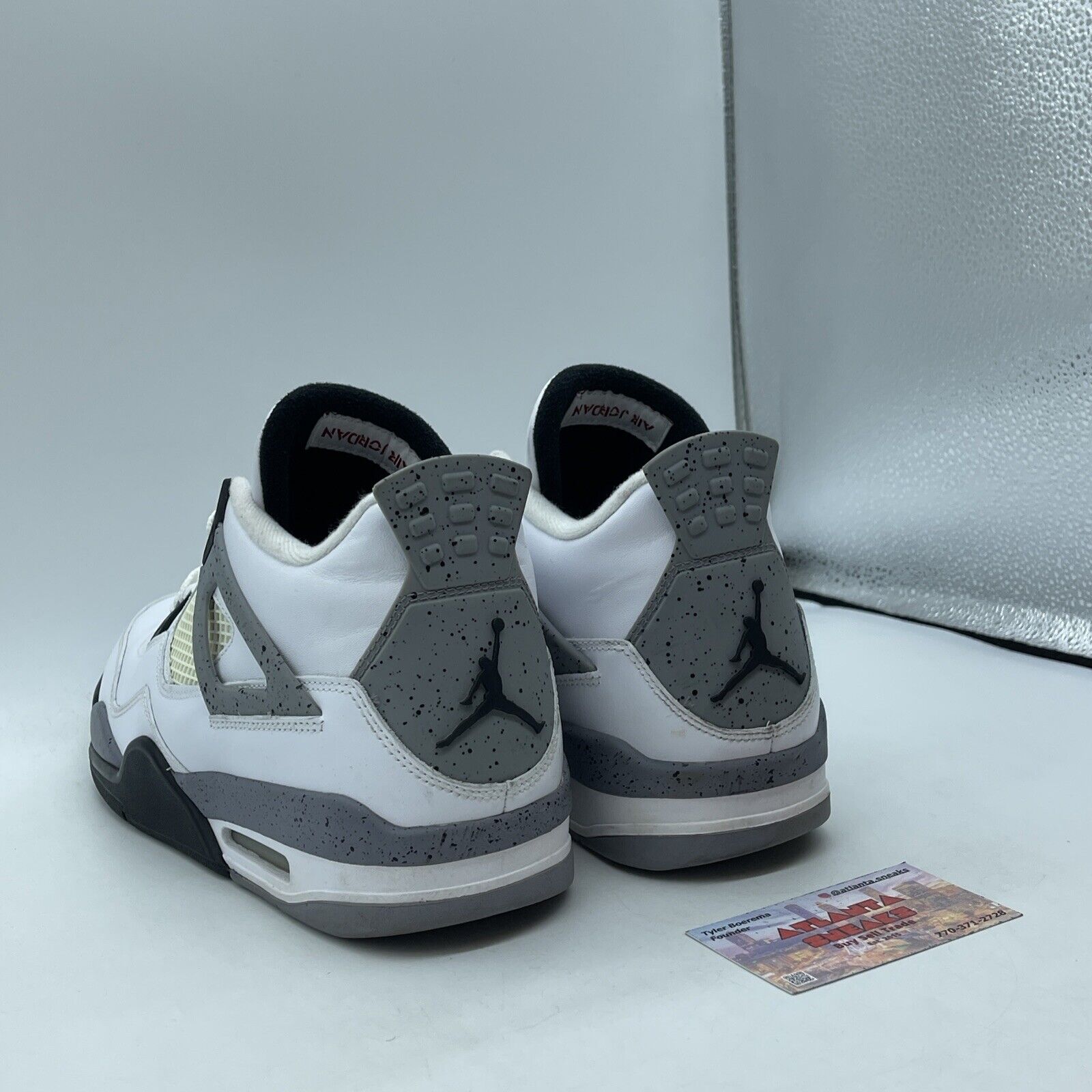 Size 12 - Jordan 4 Retro Cement Grey Black White Leather (308497-103)