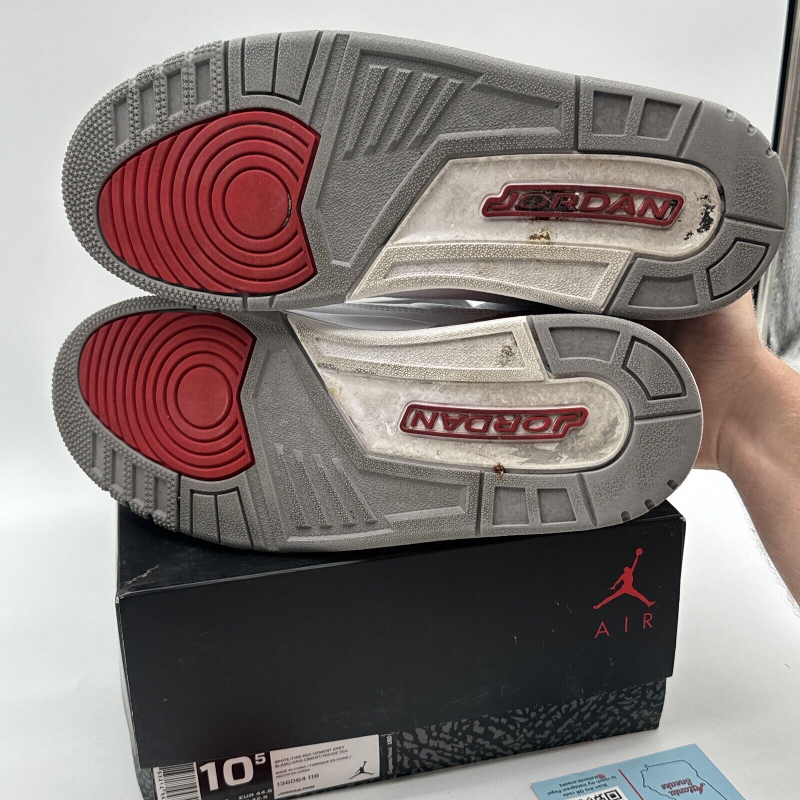 Size 10.5 - Jordan 3 Retro Hall of Fame 2018 Katrina43: Elephant White Tumbled