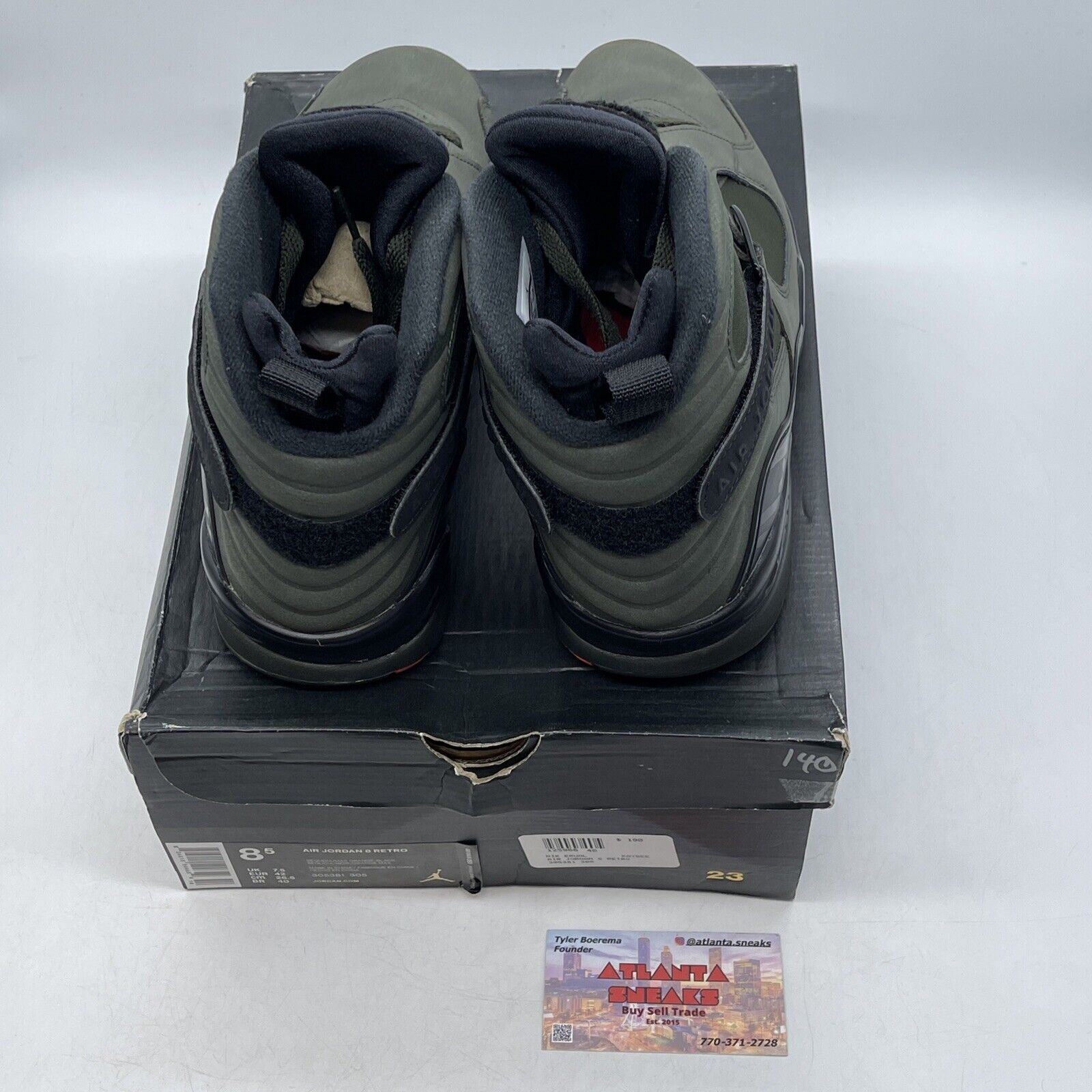 Size 8.5 - Air Jordan 8 Retro Take Flight Olive Black Red (305381-305)