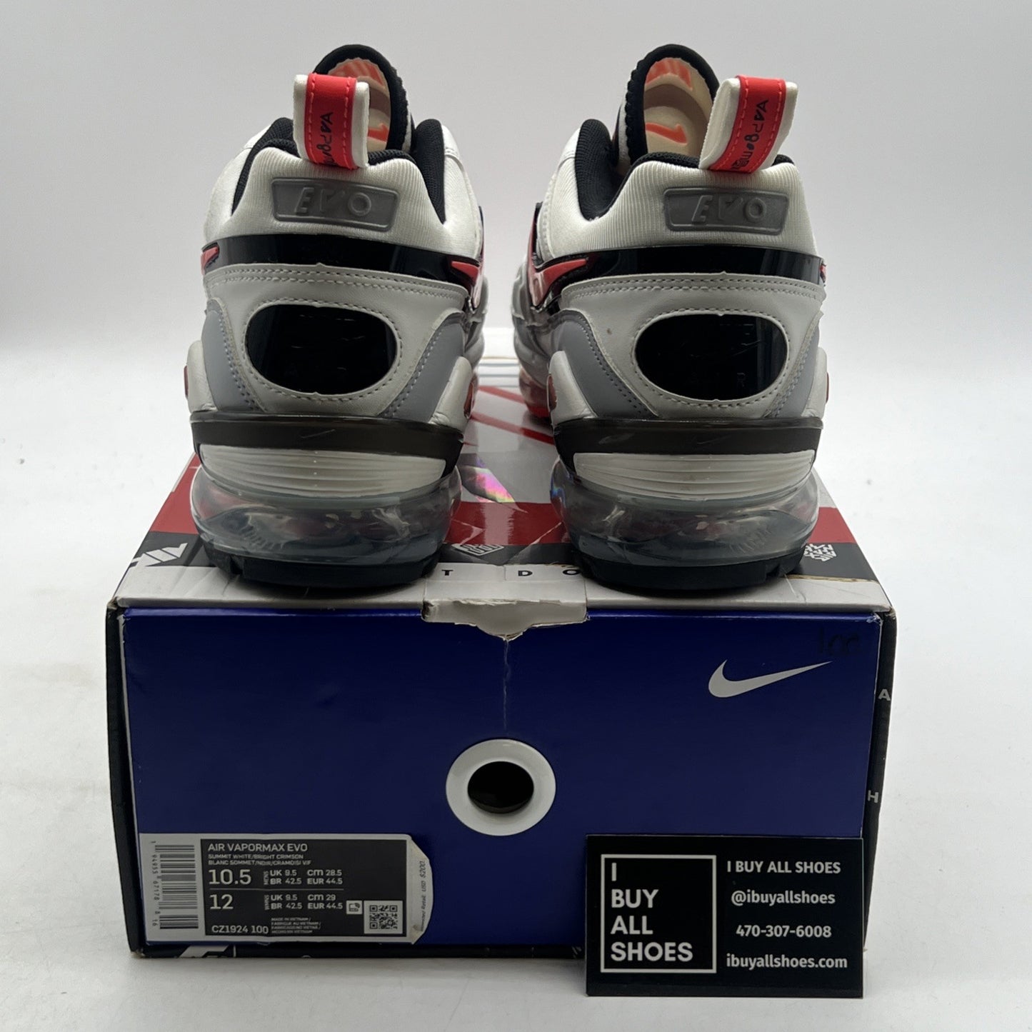 Size 10.5 - Nike Air VaporMax EVO Summit White Bright Crimson (CZ1924-100)
