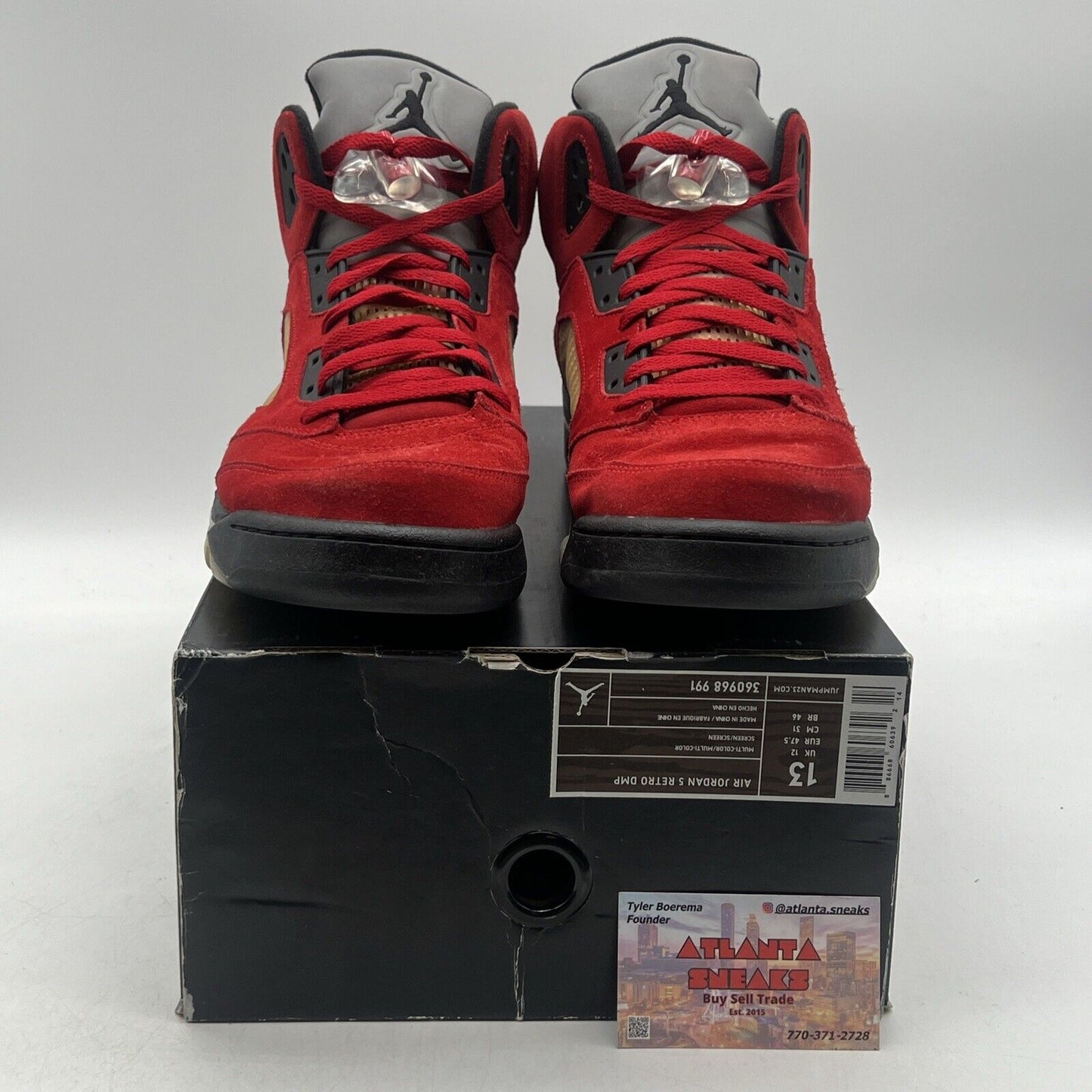 Size 13 - Air Jordan 5 Retro Raging Bull Red Suede Black Grey (136027-601)