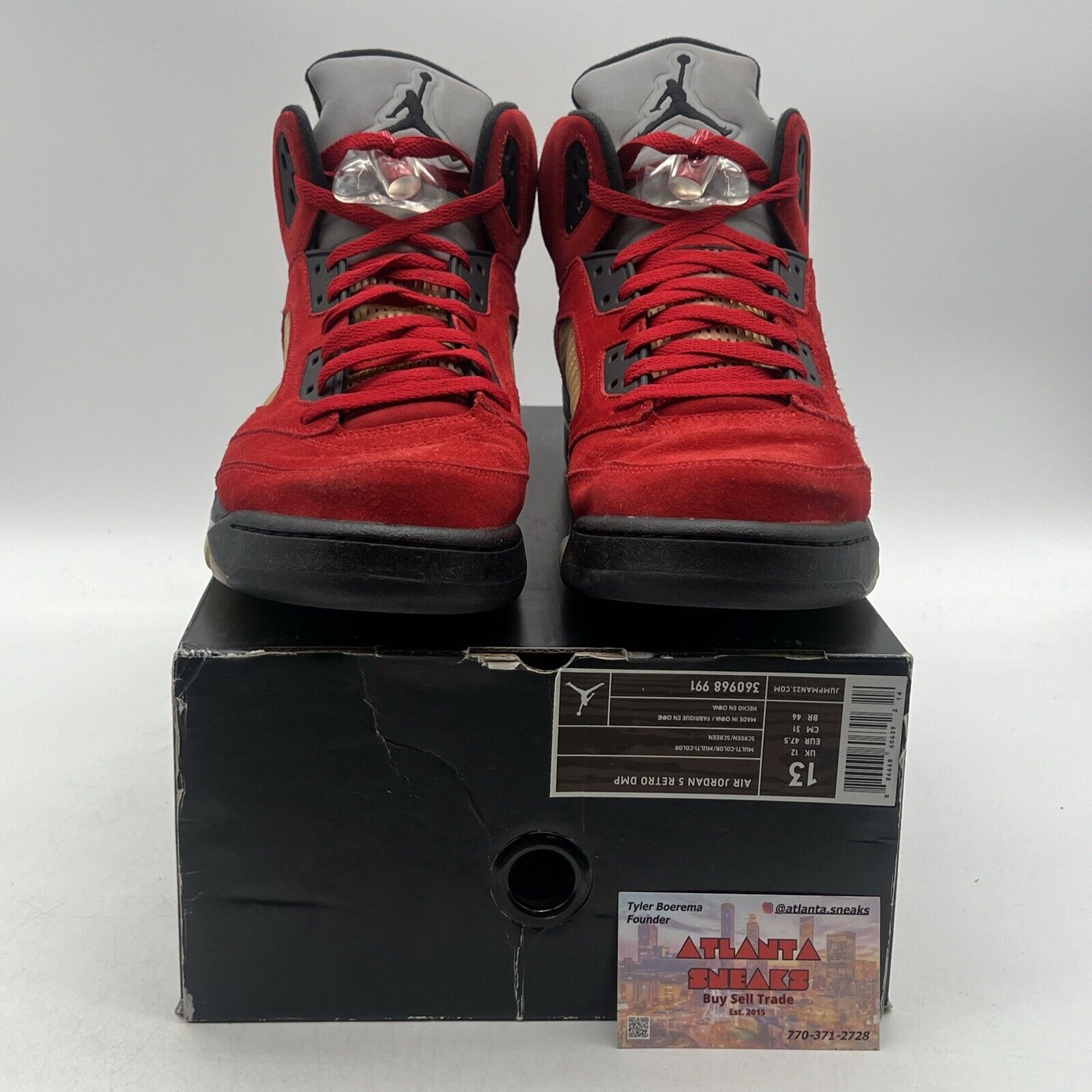 Size 13 - Air Jordan 5 Retro Raging Bull Red Suede Black Grey (136027-601)