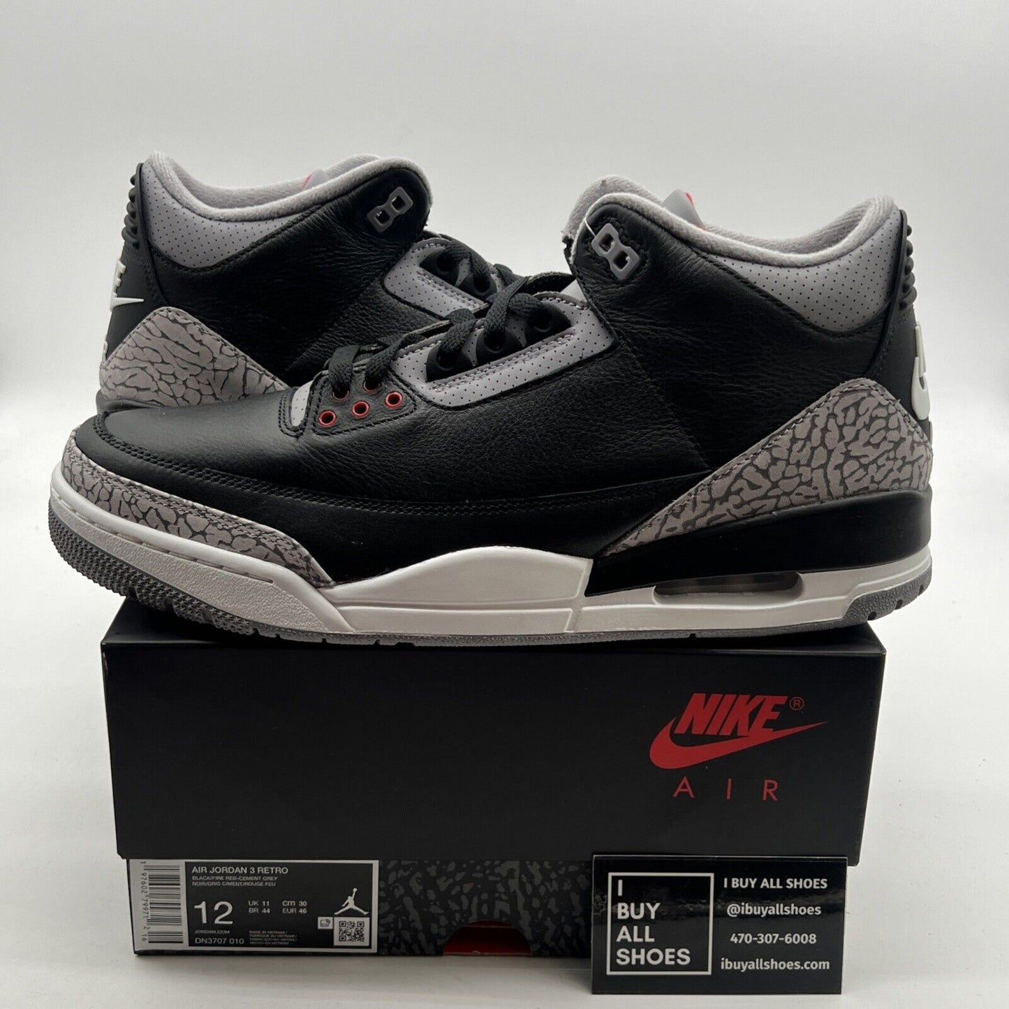 Size 12 - Air Jordan 3 Retro OG 2024 Black Cement (DN3703-010)