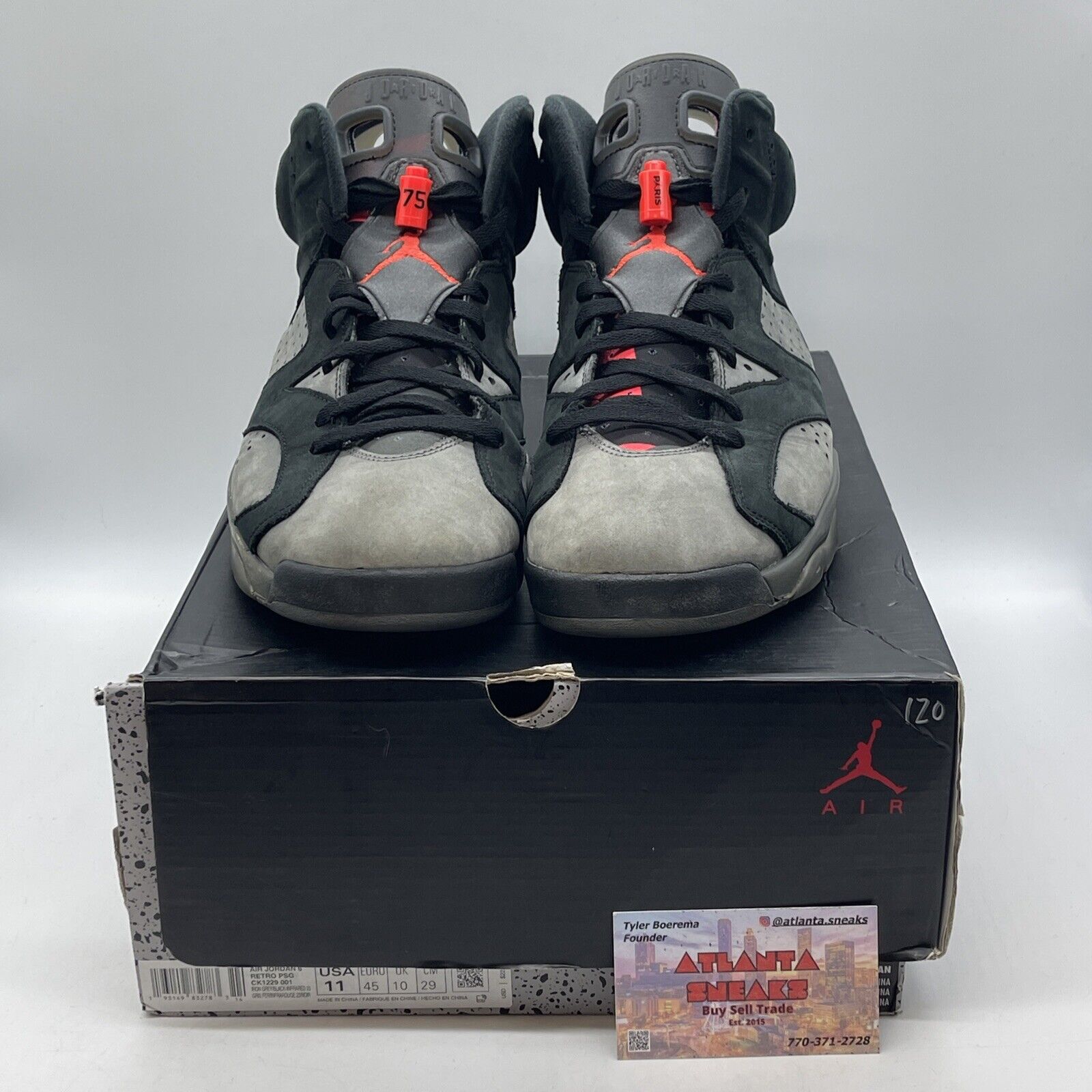 Size 11 - Paris Saint-Germain x Air Jordan 6 Retro Iron Grey Black  (CK1229-001)