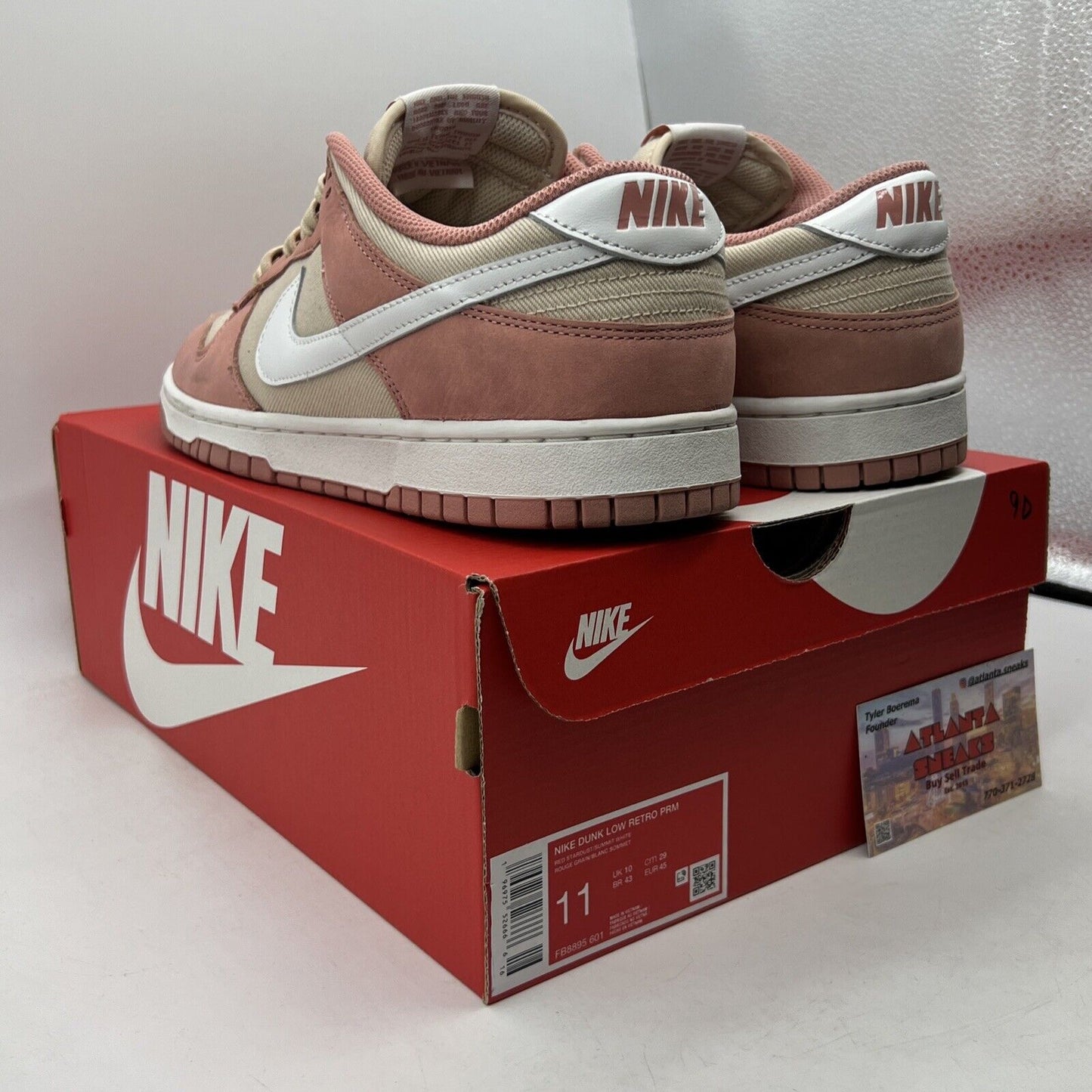 Size 11 - Nike Dunk Premium Low Red Stardust White Tan Leather (FB8896-601)