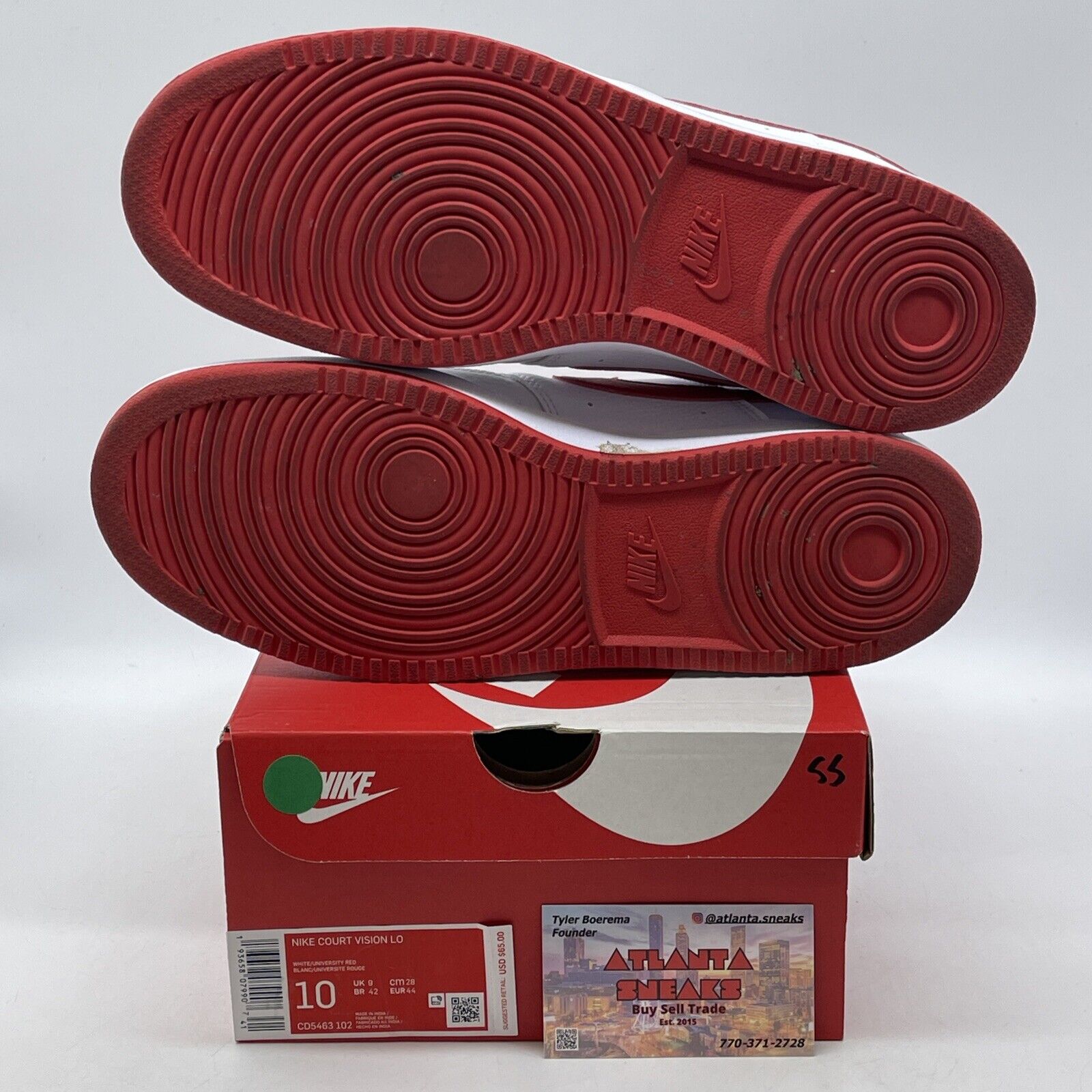 Size 10 - Nike Court Vision Low White University Red White Leather (CD5463-102)