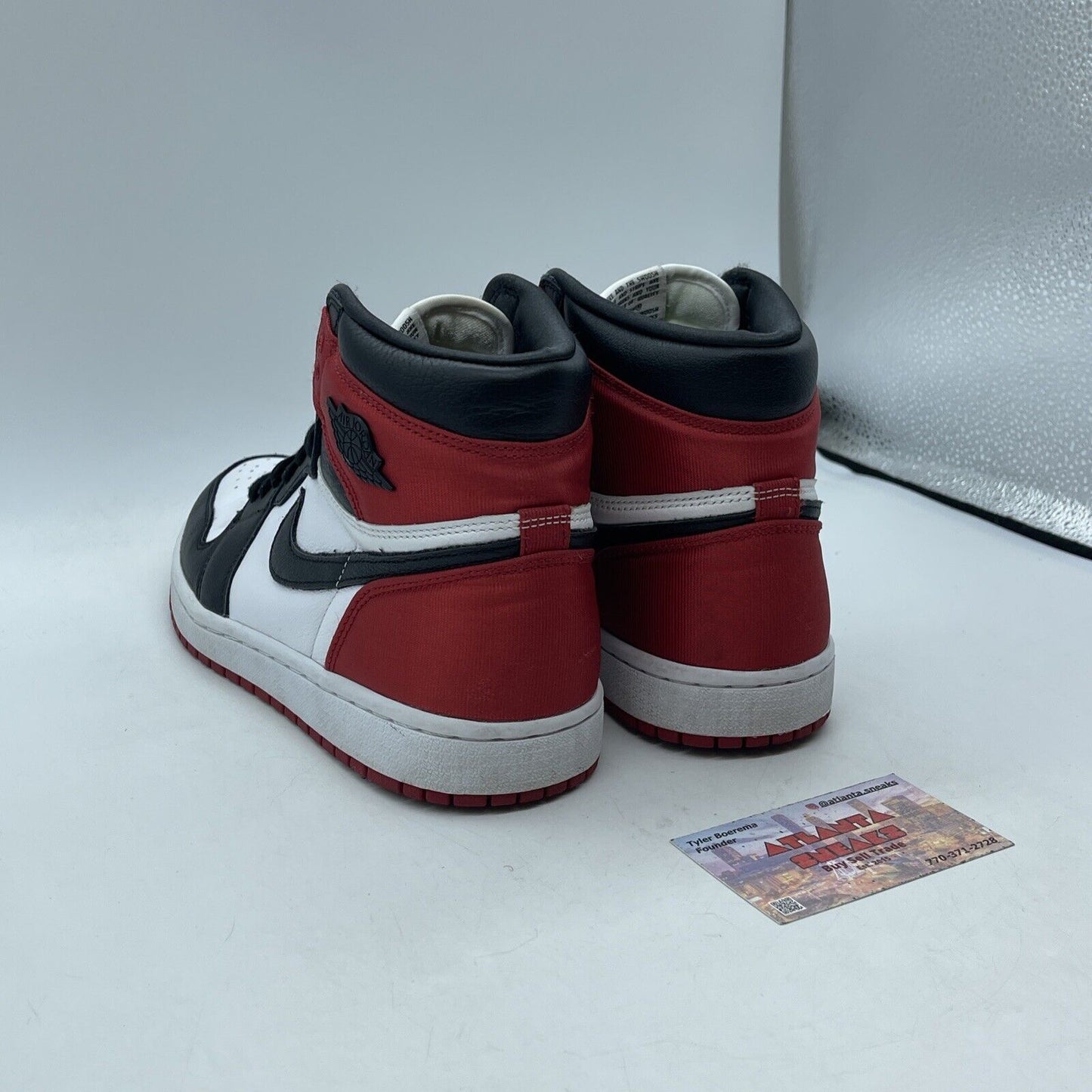 Size 9W - Air Jordan 1 Retro High Satin Black Toe Leather Red Suede (CD0461-016)