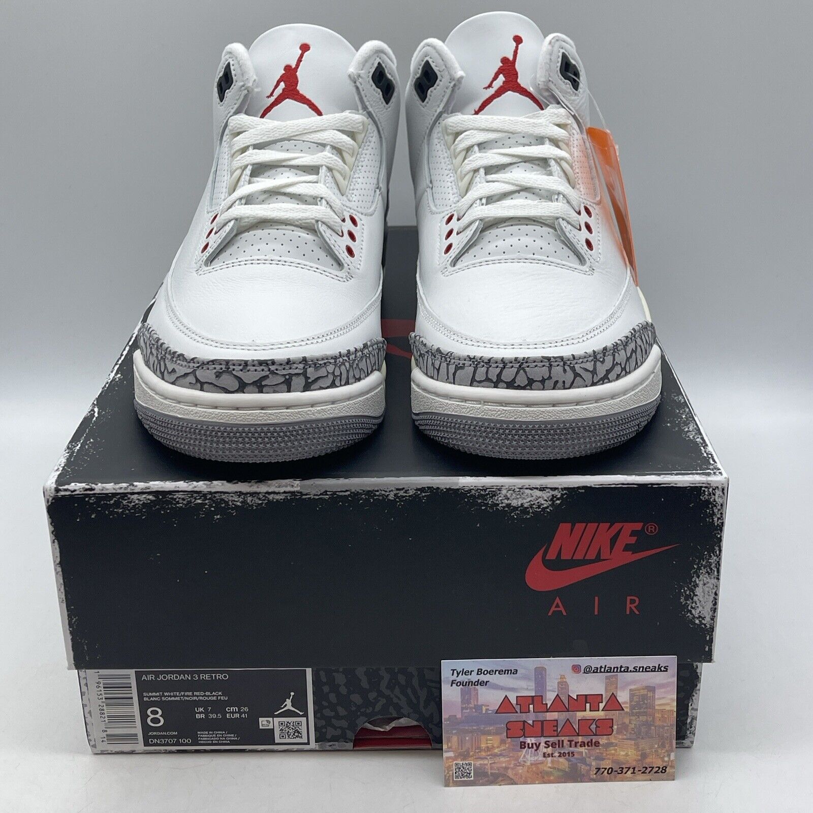 Size 8 - Jordan 3 Retro Mid White Cement Reimagined White Leather (DN3707-100)