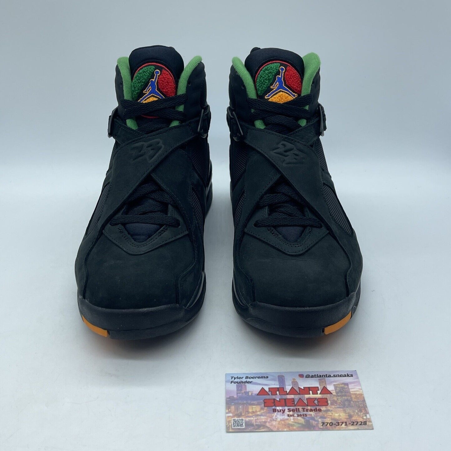 Size 8.5 - Air Jordan 8 Retro Tinker - Air Raid Black Green Suede (305381-004)