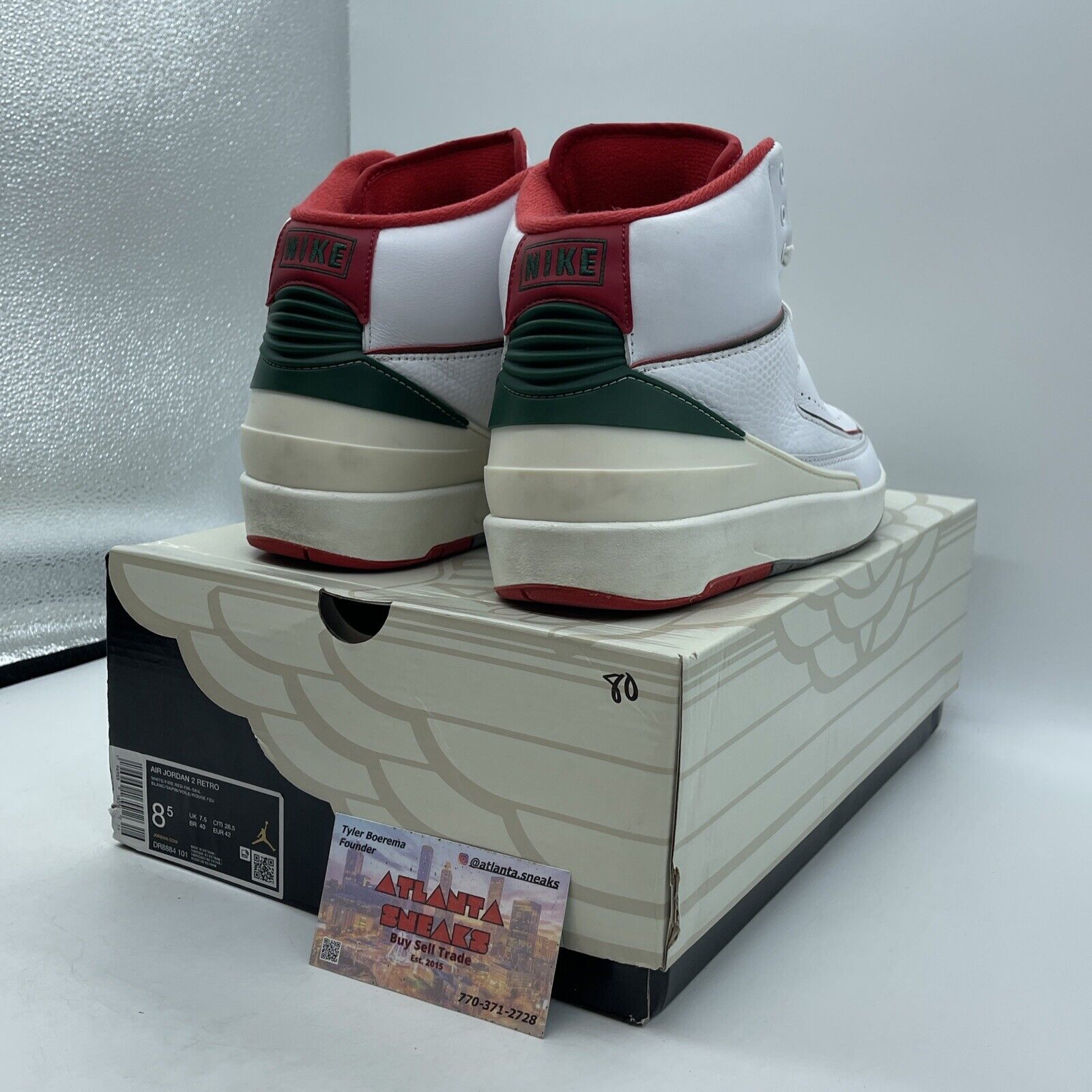 Size 8.5 - Air Jordan 2 Retro Origins Red Green White Leather (DR8884-101)