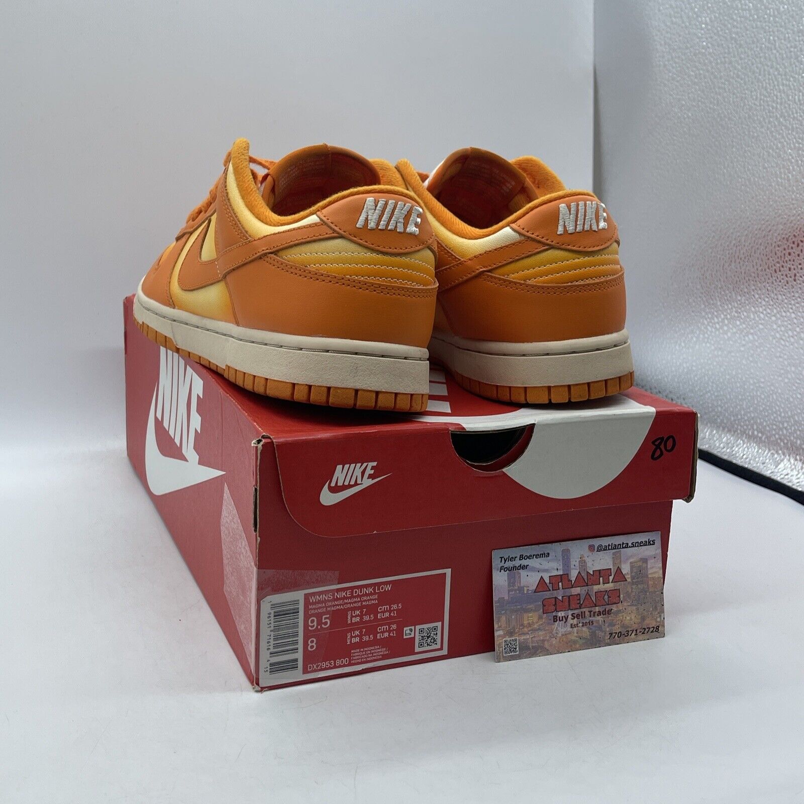 Size 9.5W - Nike Dunk Low Magma Orange White Tan Suede Leather (DX2953-800)