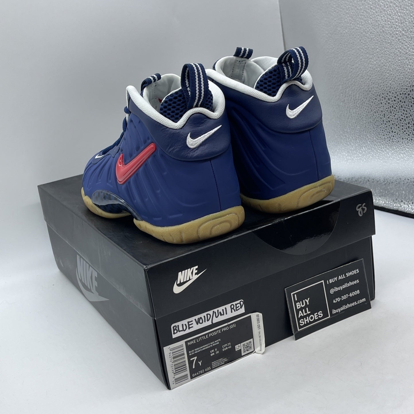 Size 7Y (GS) - Nike Little Posite Pro Mid USA Blue Red White (644792-405)