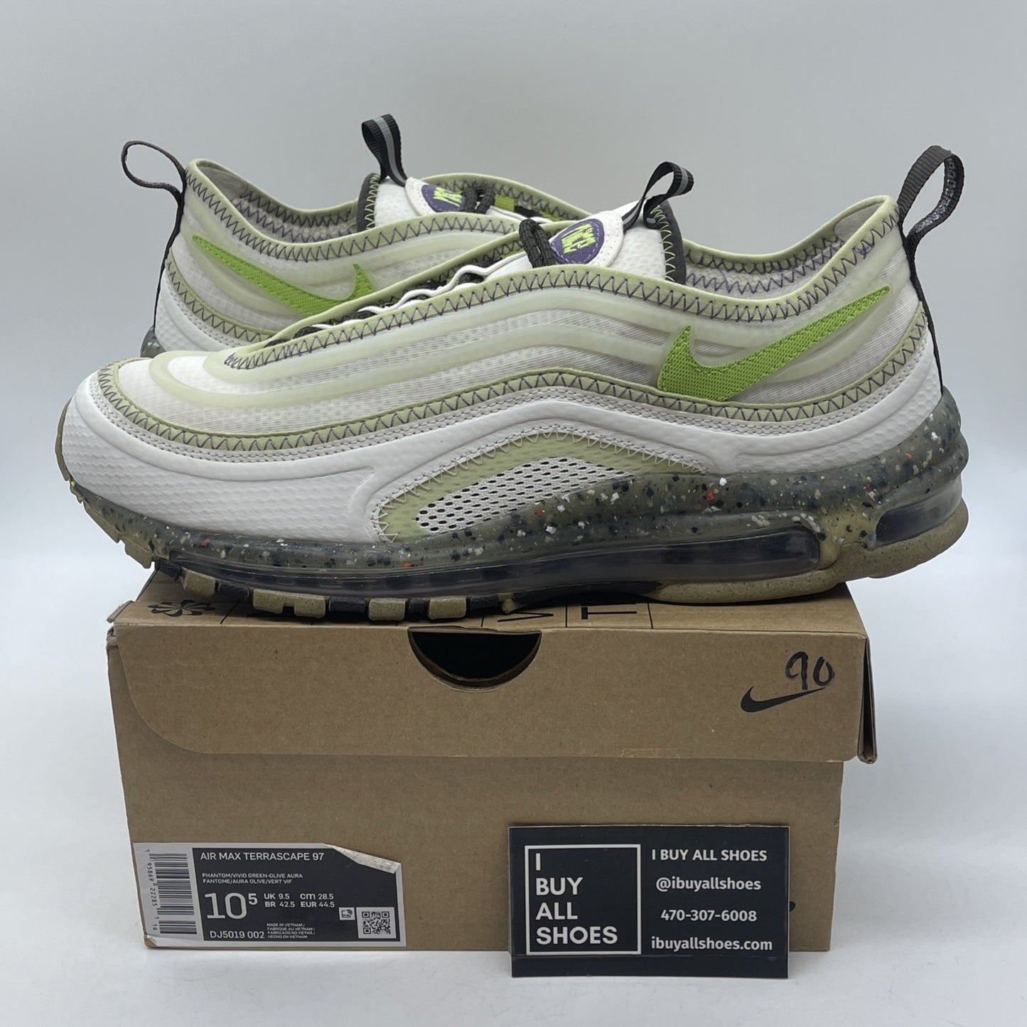 Size 10.5 - Nike Air Max Terrascape 97 Phantom Vivid Green White (DJ5019-002)