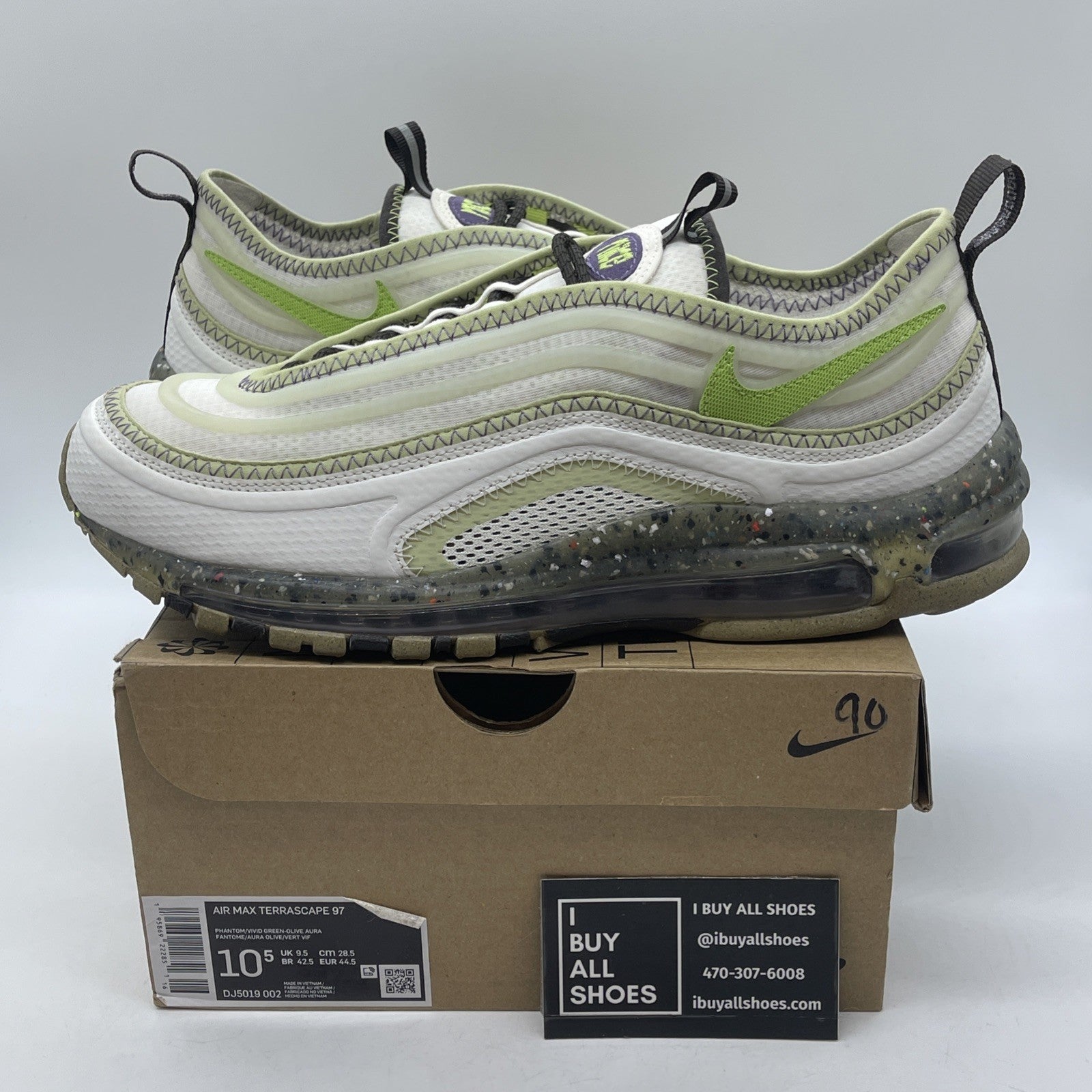 Size 10.5 - Nike Air Max Terrascape 97 Phantom Vivid Green White (DJ5019-002)