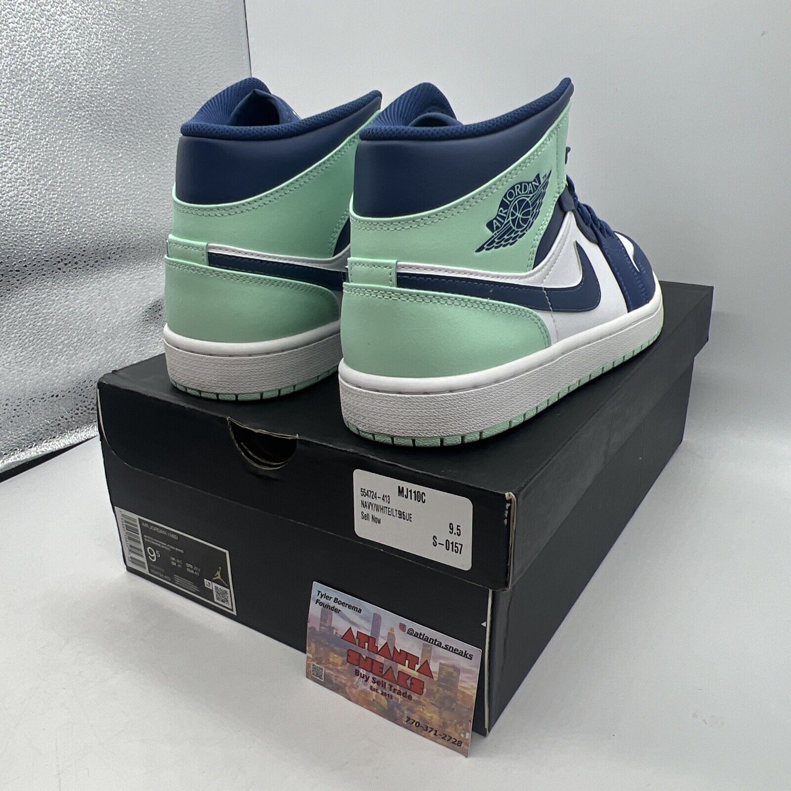 Size 9.5 - Jordan 1 Mid Blue Mint 2022 Brand New Og All