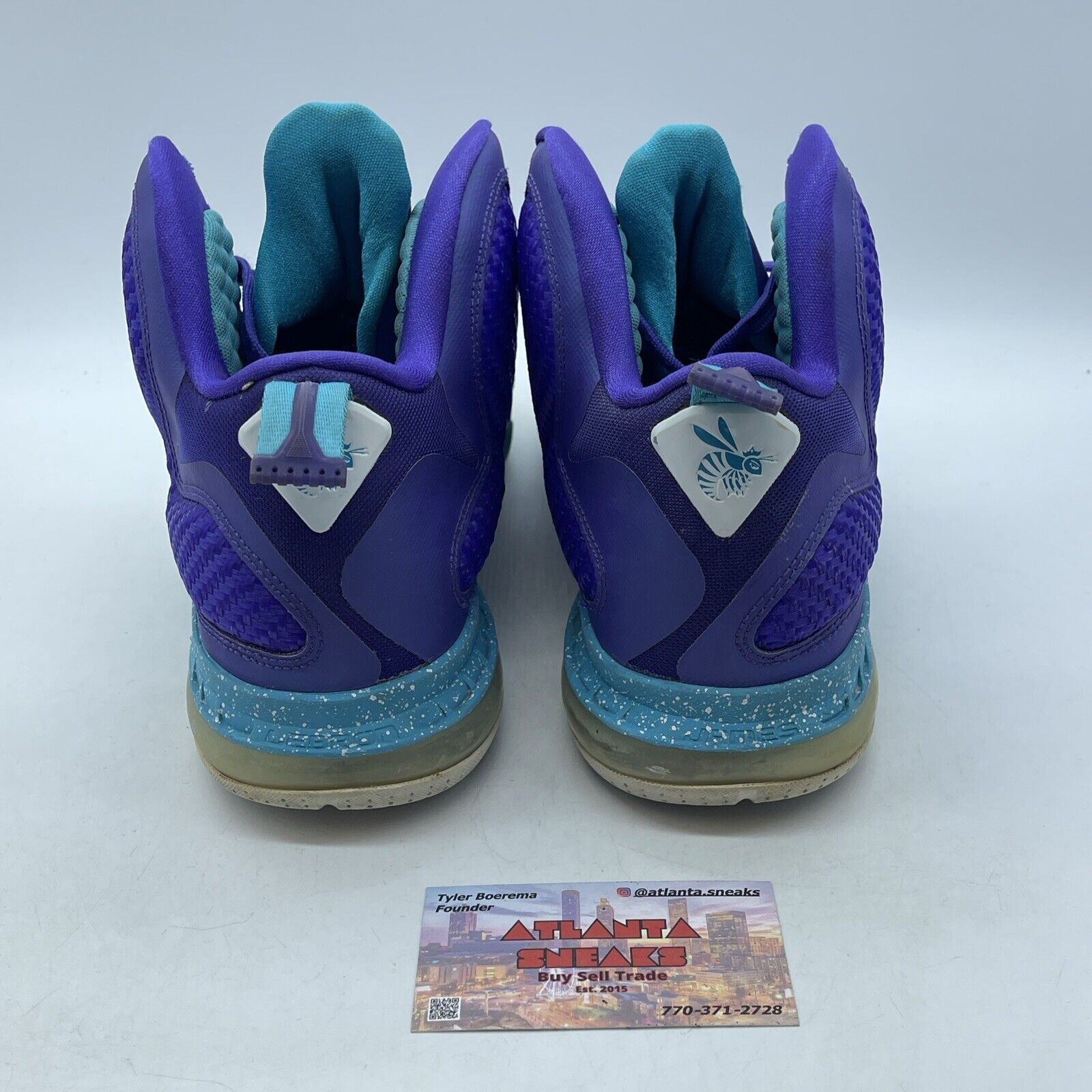 Size 10.5 - Nike LeBron 9 Summit Lake Hornets Purple Suede Leather (469764-500)