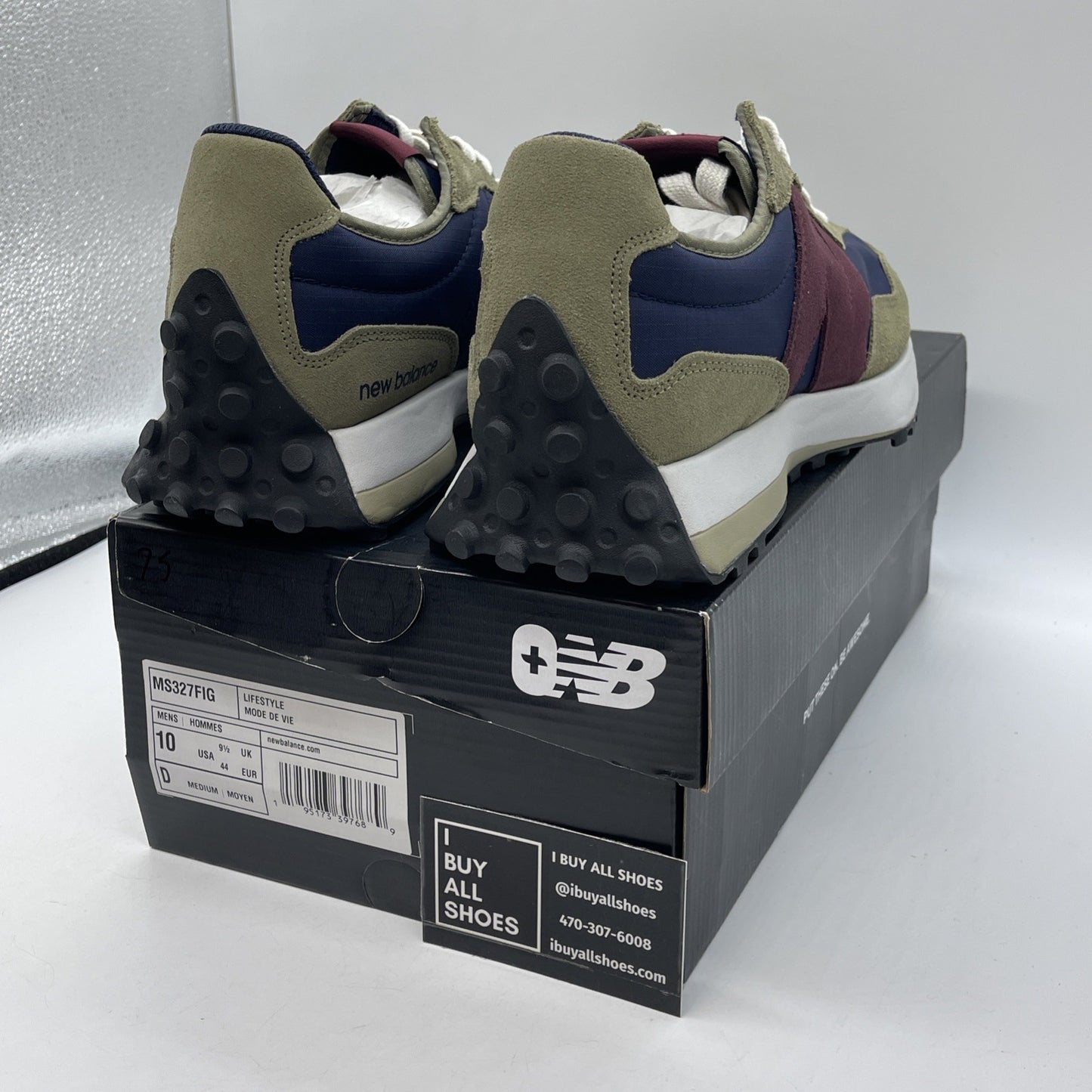 Size 10 - New Balance FIGS x 327 Olive Blue Suede (MS327FIG)