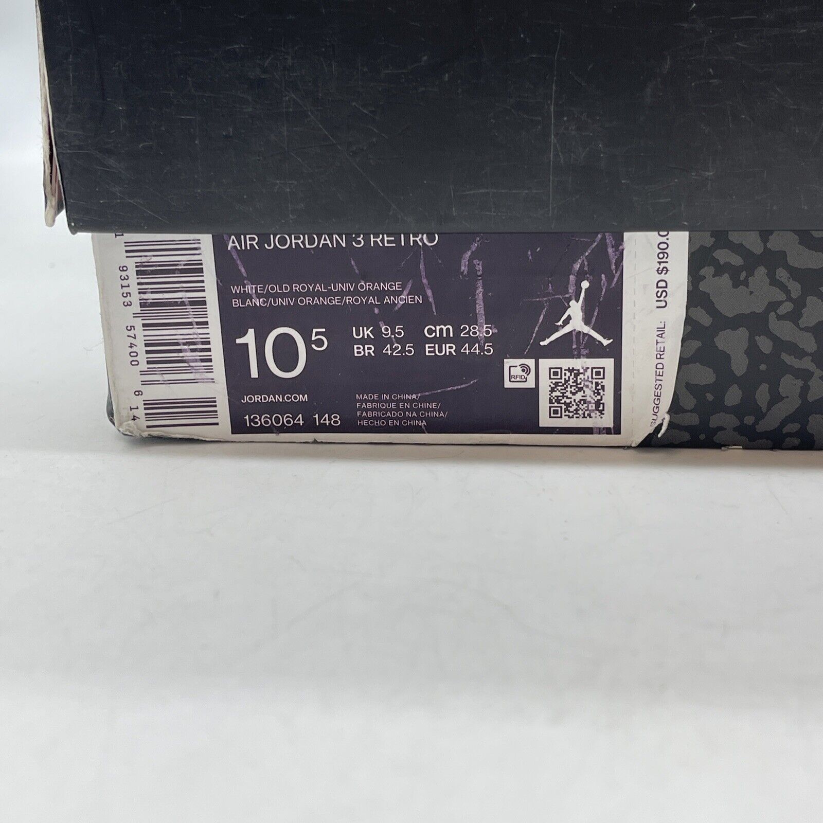 Size 10.5 - Air Jordan 3 Retro Knicks White Leather Grey Suede (136064-148)
