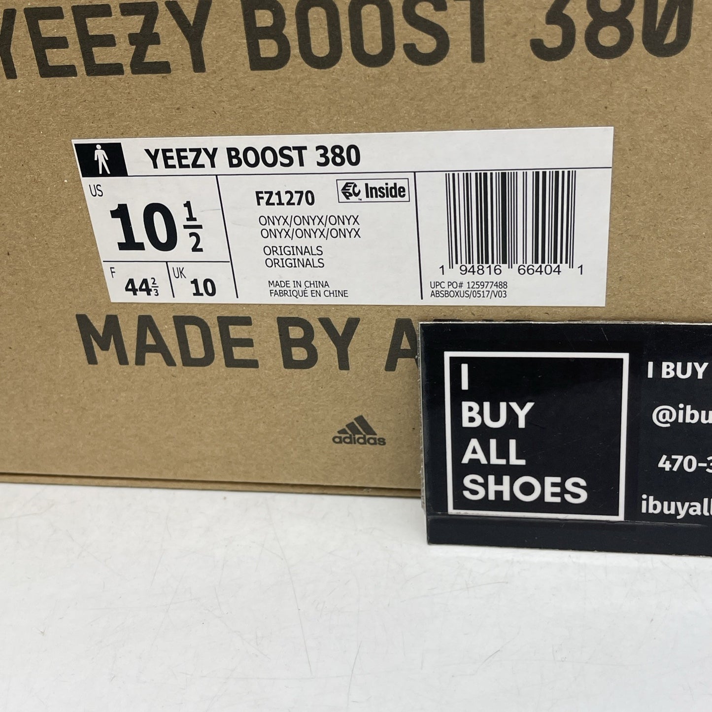 Size 10.5 - Adidas Yeezy Boost 380 Onyx Non-Reflective (FZ1270)