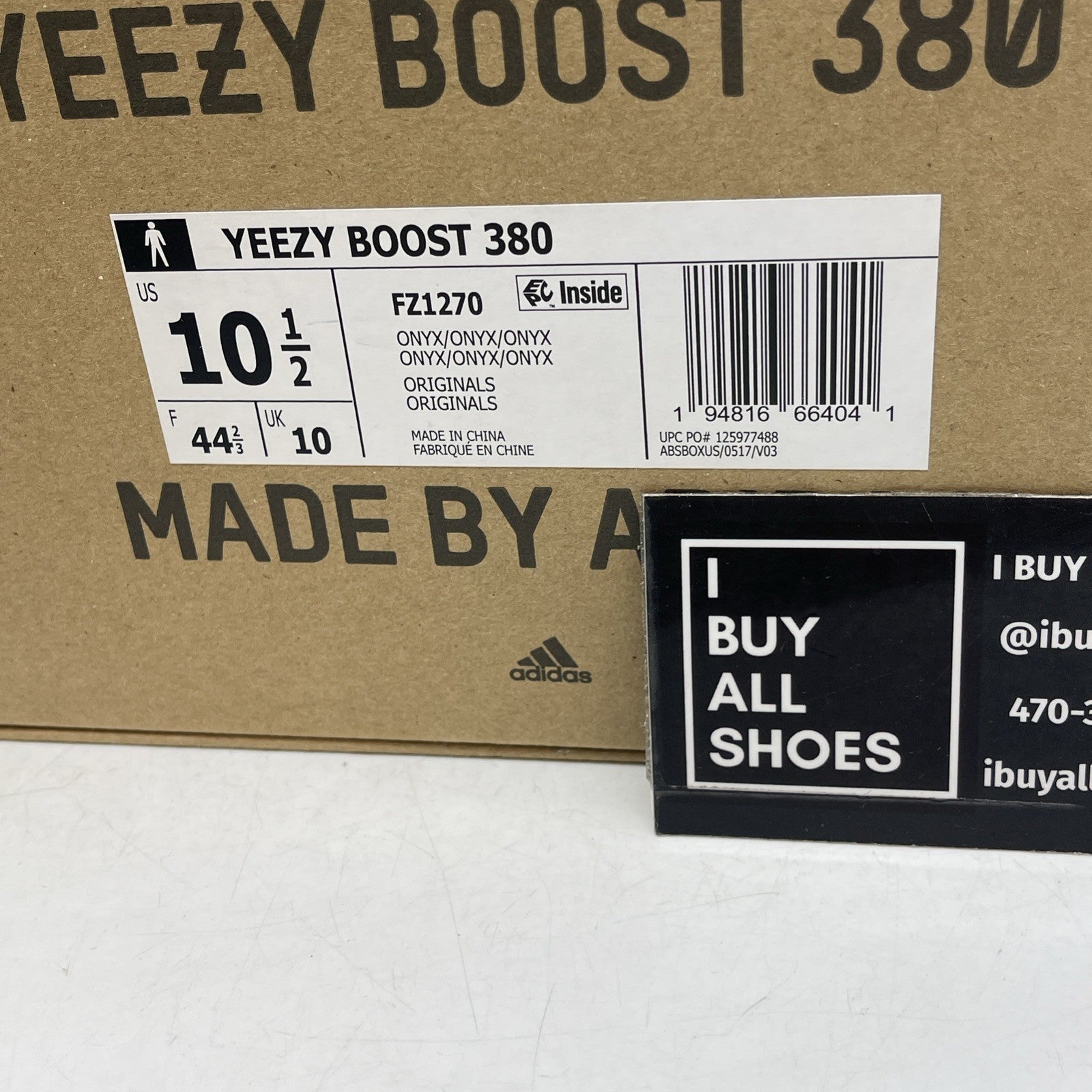 Size 10.5 - Adidas Yeezy Boost 380 Onyx Non-Reflective (FZ1270)