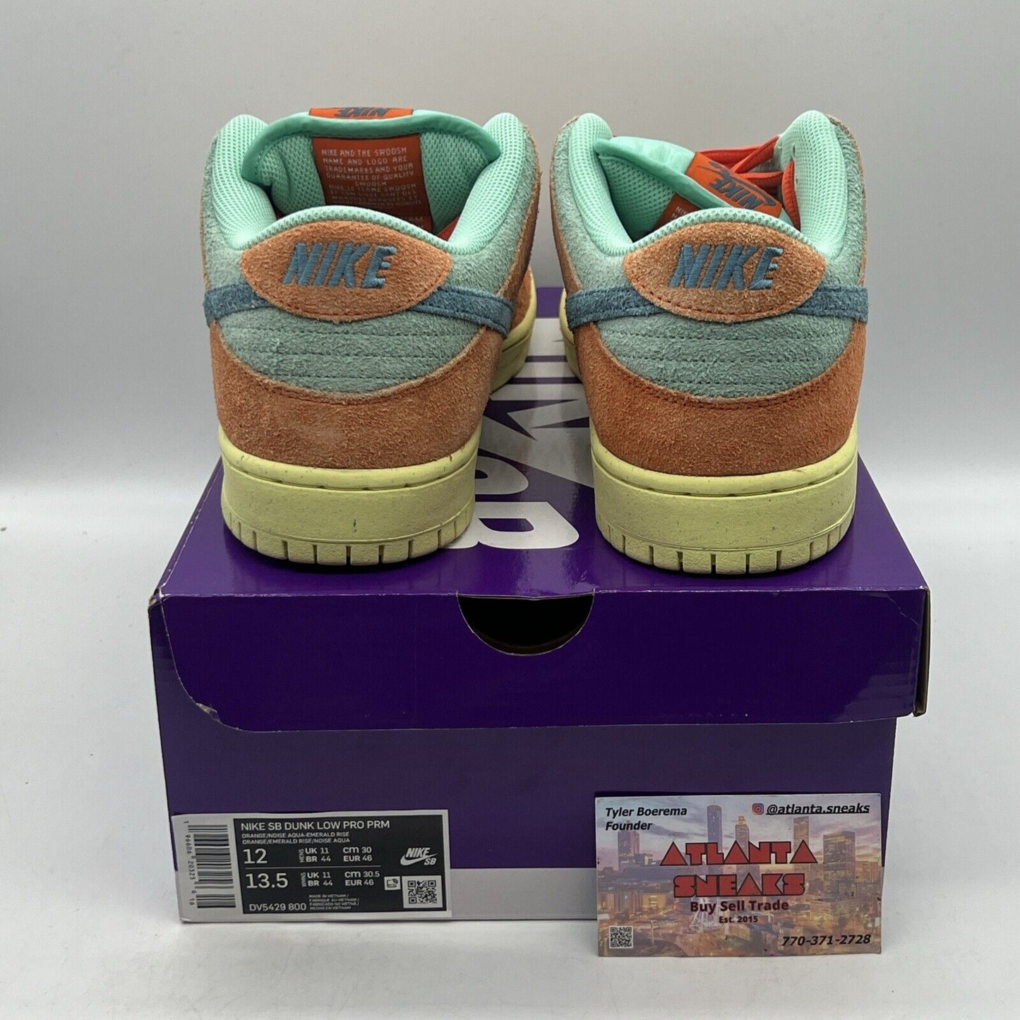 Size 12 - Nike SB Dunk Low Orange Emerald Rise Brand New Og All