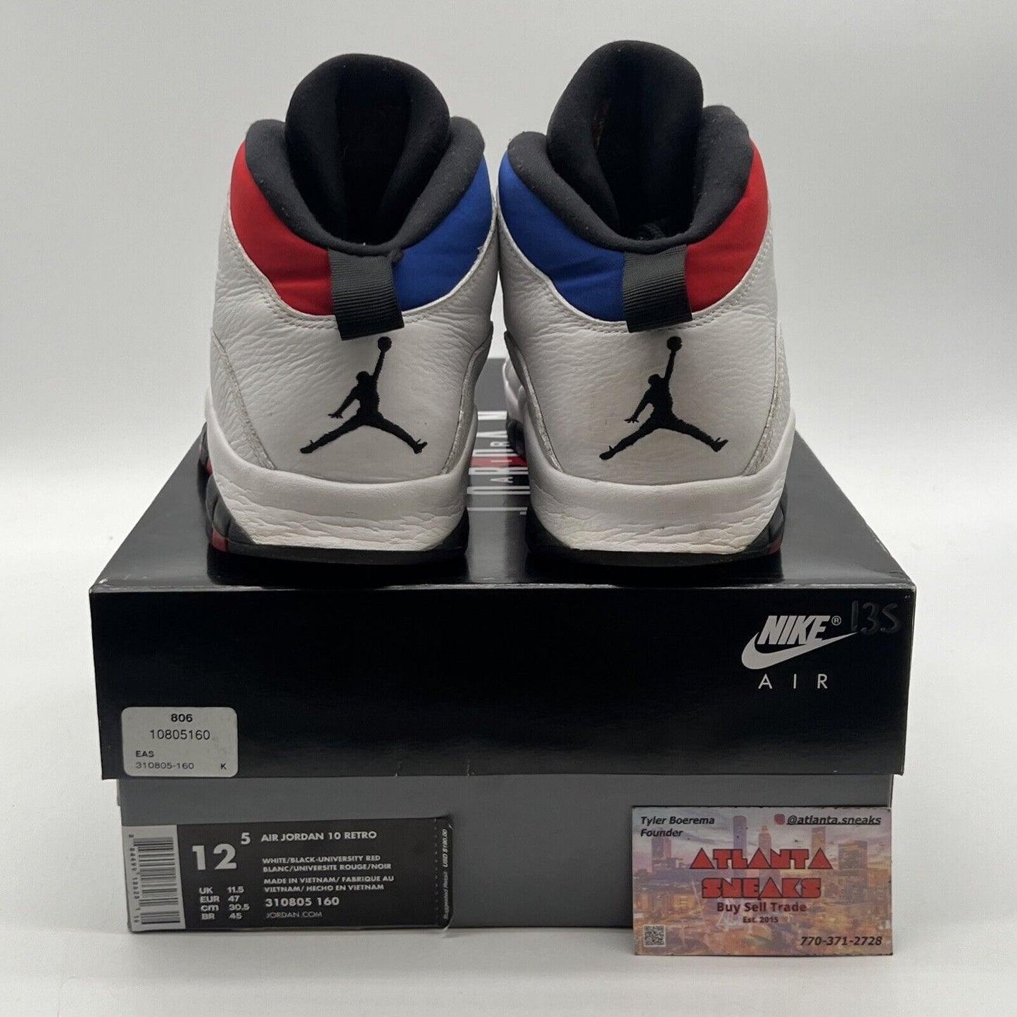 Size 12.5 - Air Jordan 10 Westbrook Class of 2006 Blue Red Leather (310805-160)