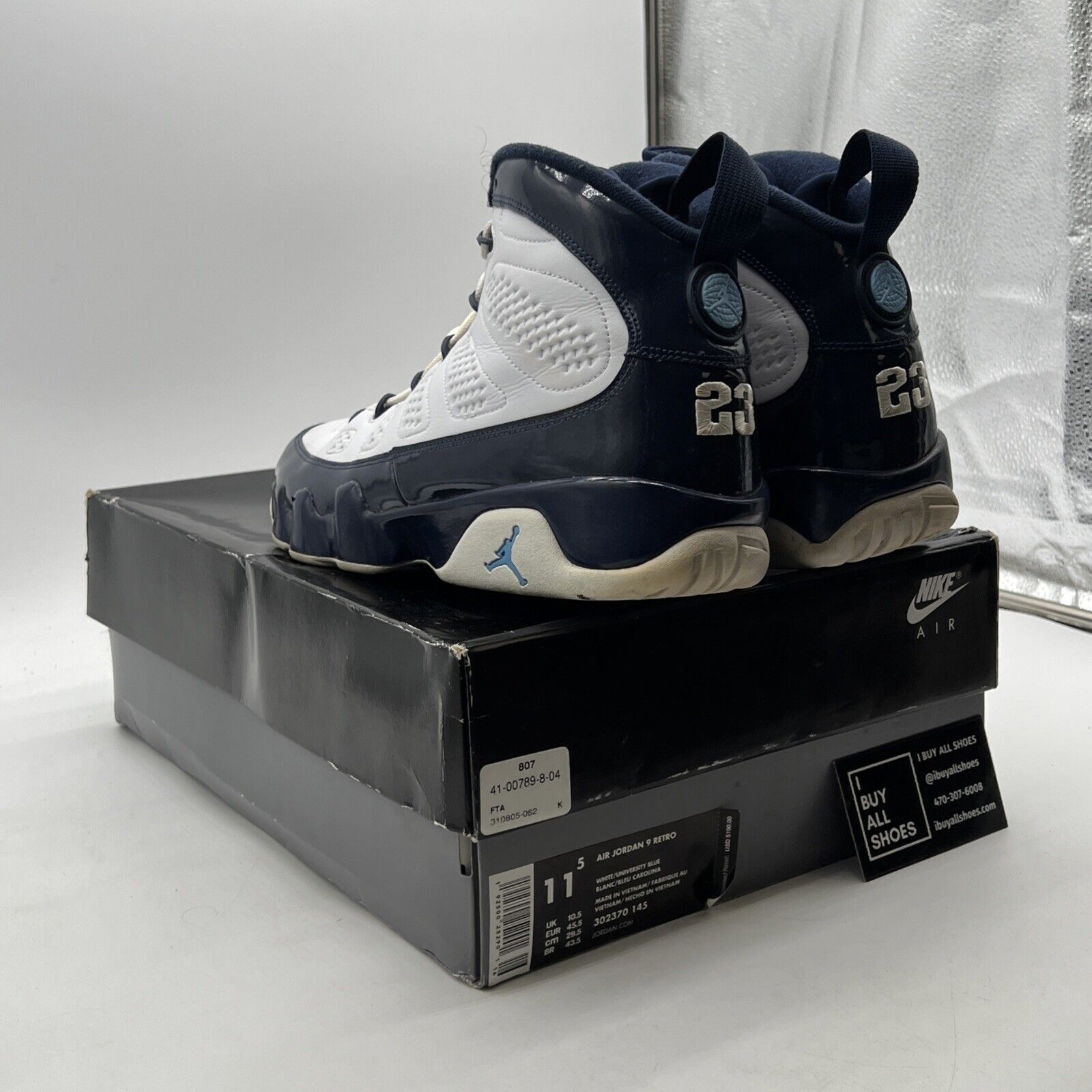 Size 11.5 - Air Jordan 9 Retro UNC (302370-145)