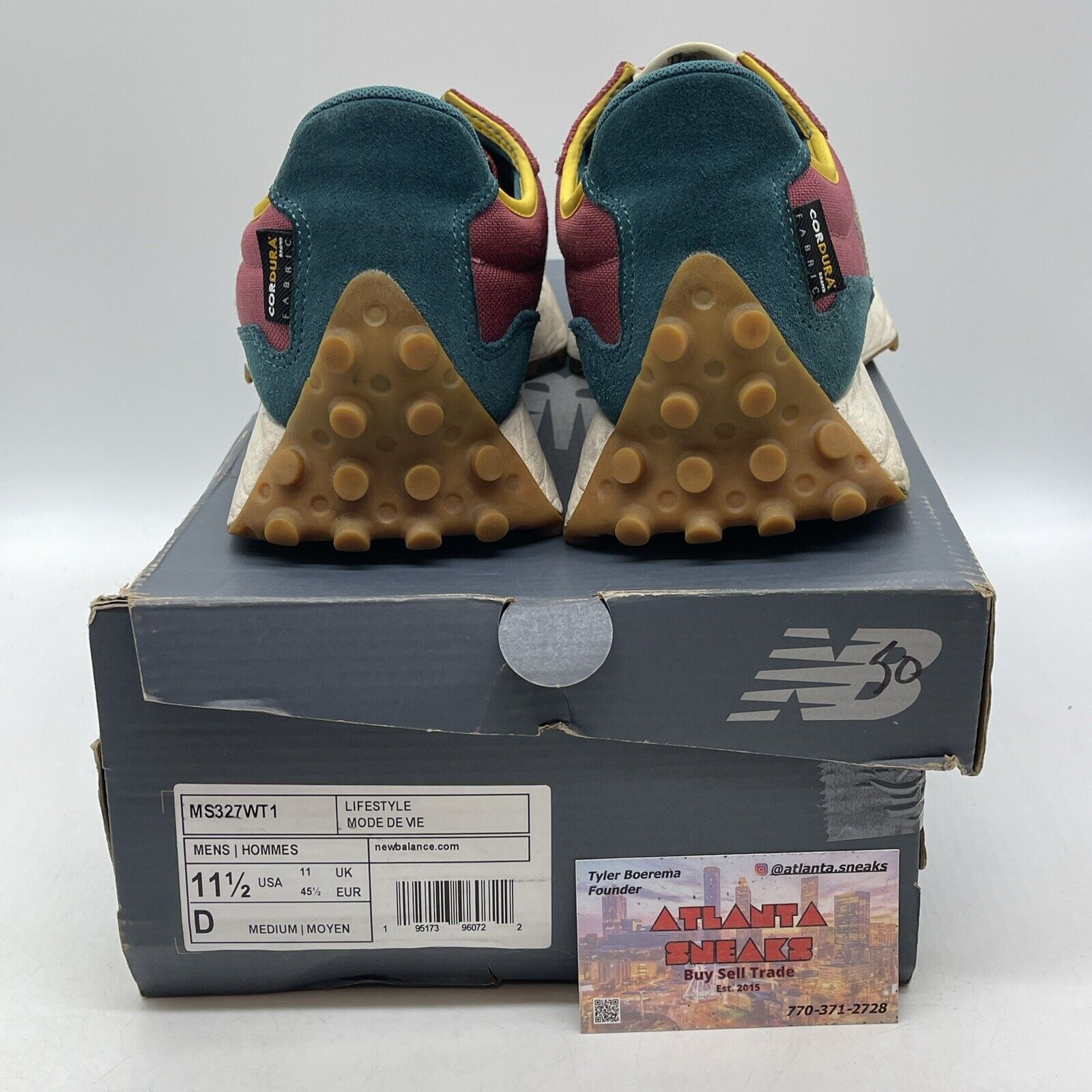 Size 11.5 - New Balance 327 Bordeaux Teal Brown Blue White Suede (MS327WT1)