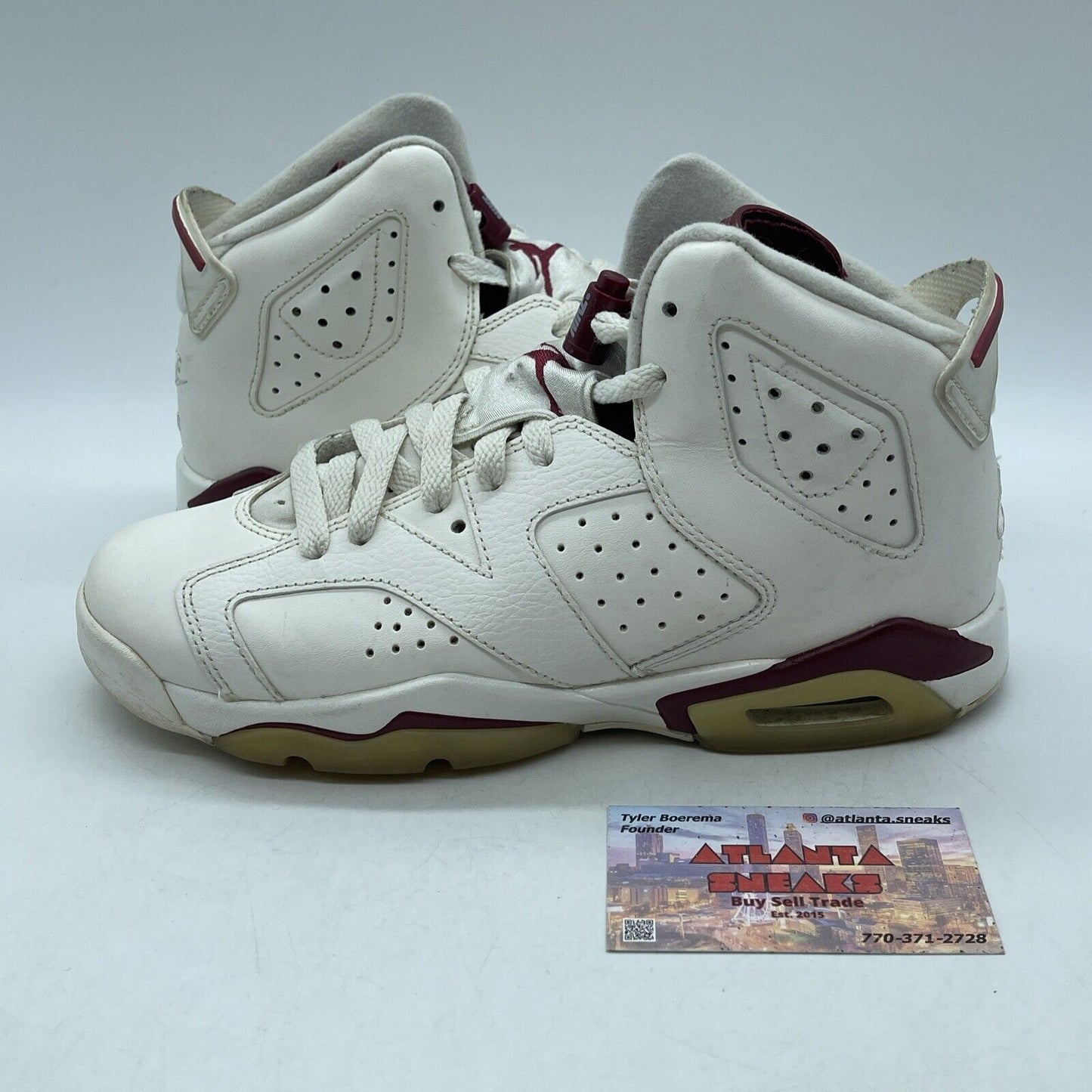 Size 6 (GS) - Jordan 6 Retro OG 2015 Mid Maroon White Tan Leather (836342-115)