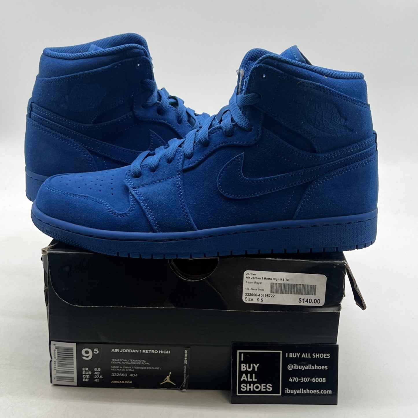 Size 9.5 - Air Jordan 1 Retro High Blue Suede (332550-404)