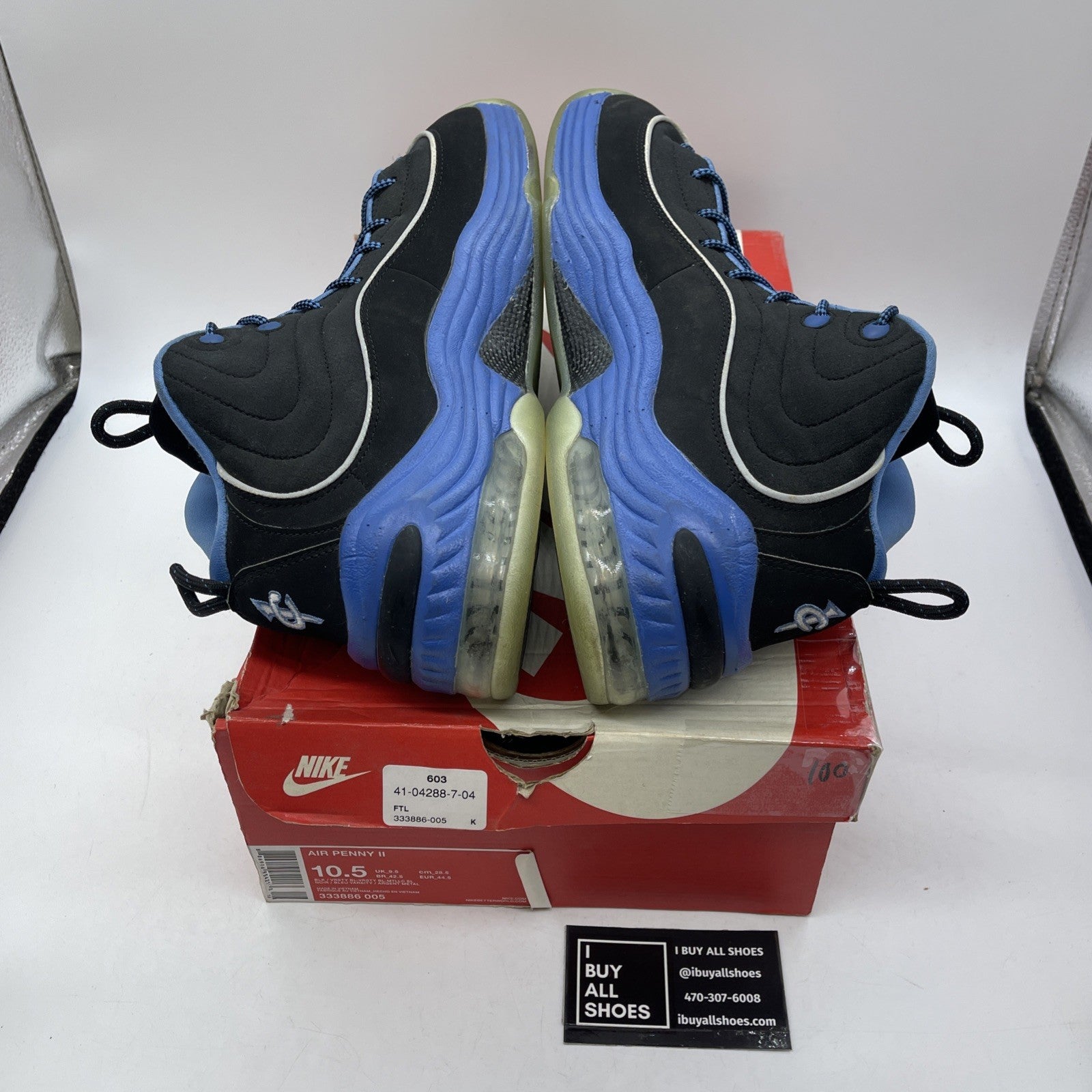Size 10.5 - Nike Air Penny 2 Varsity Royal Black Blue Suede (333886-005)