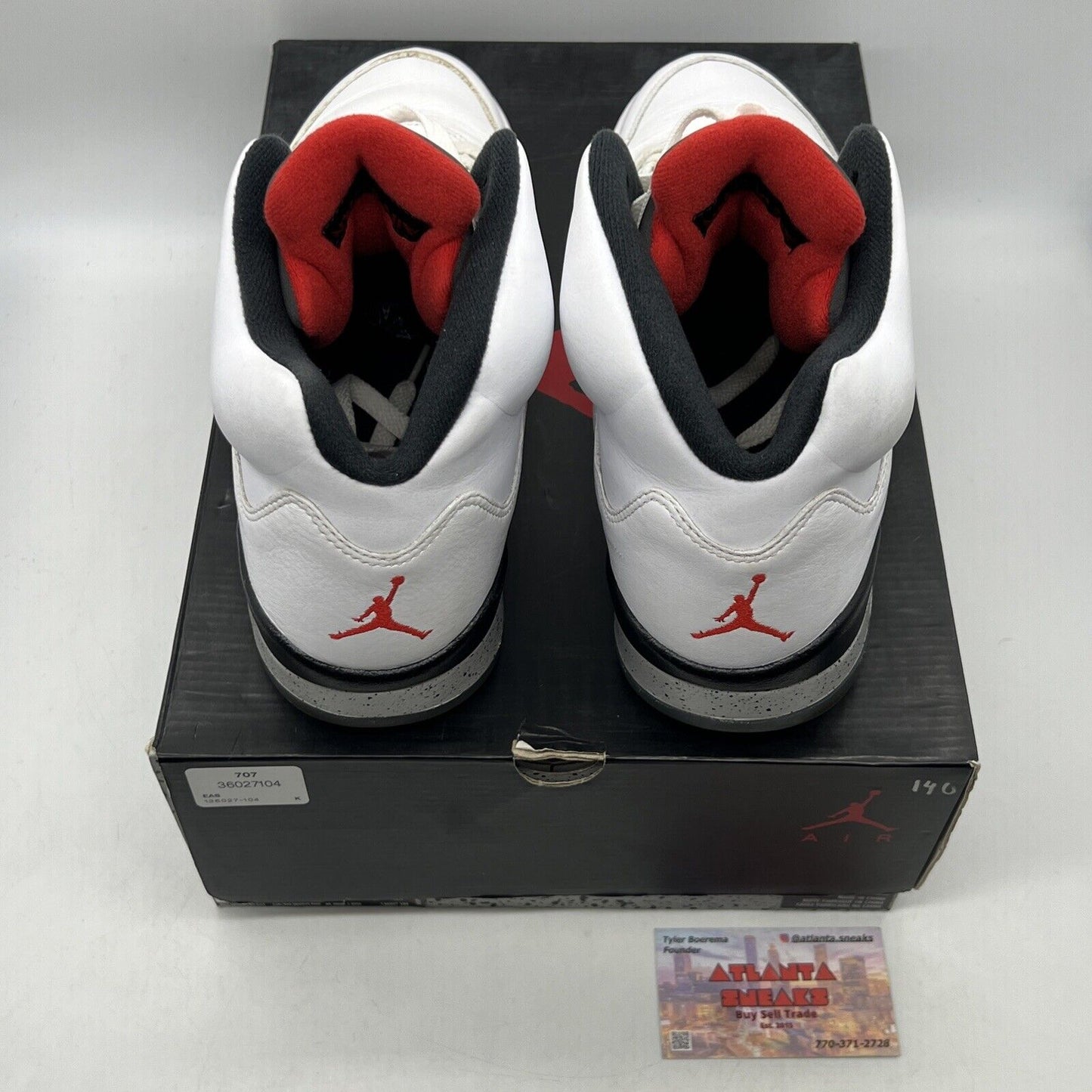 Size 10.5 - Air Jordan 5 Retro White Cement Red Black Grey Leather (136027-104)