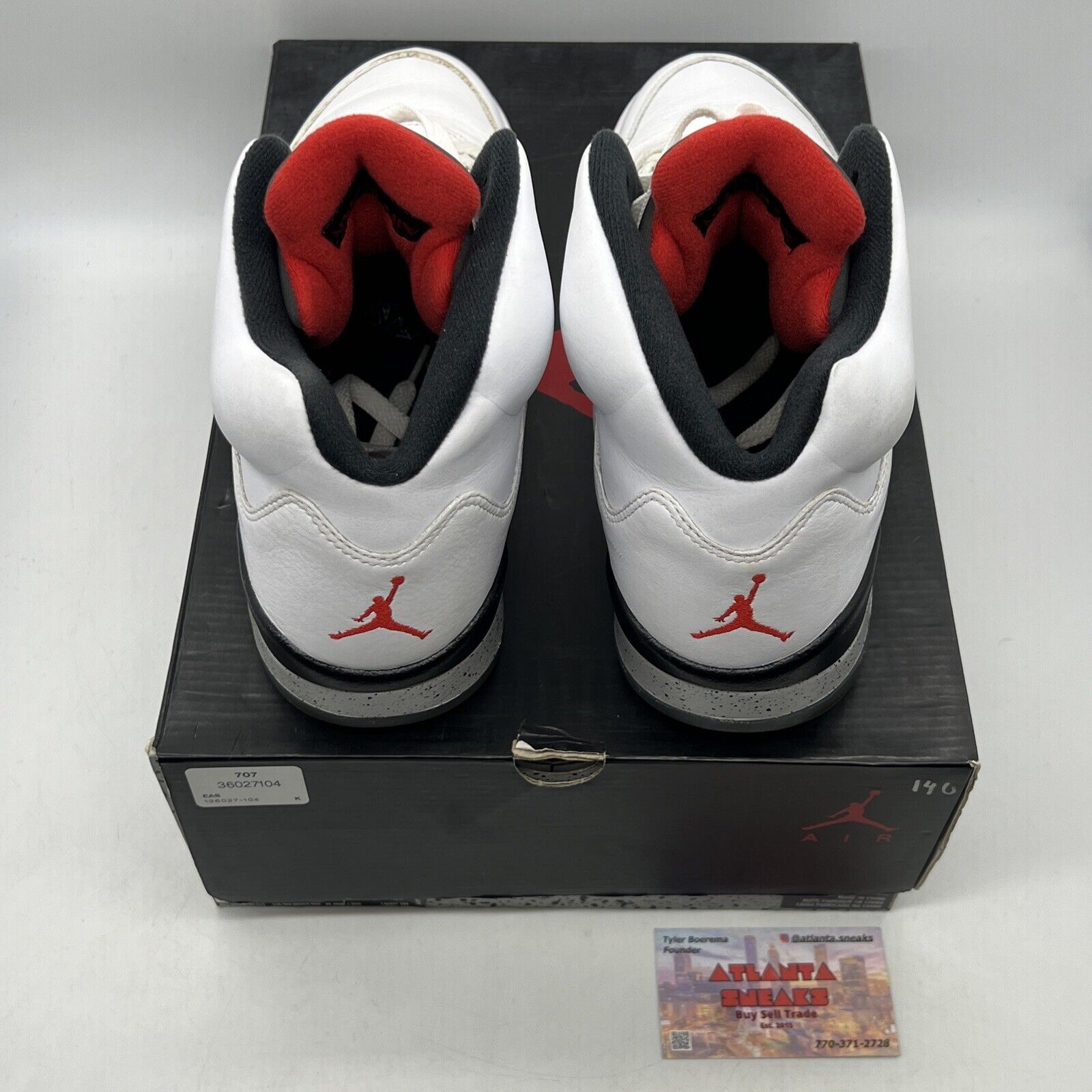 Size 10.5 - Air Jordan 5 Retro White Cement Red Black Grey Leather (136027-104)