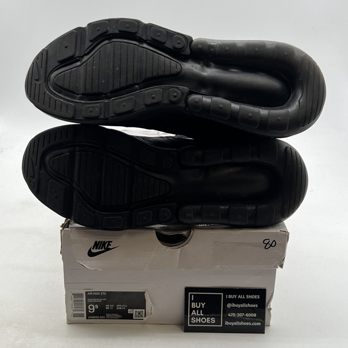 Size 9.5 - Nike Air Max 270 Low Triple Black (AH8050-005)