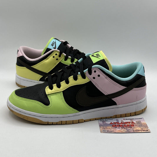 Size 9 - Nike Dunk Low SE FREE.99 Green Pink Leather Multi Color Gum Sole