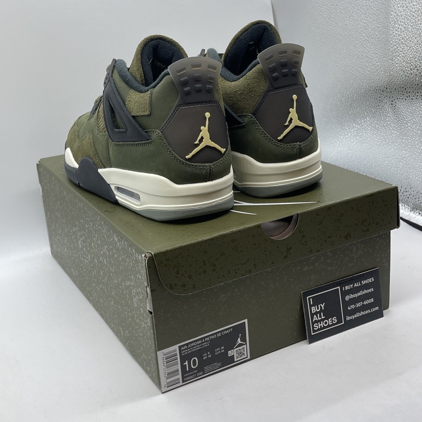 Size 10 - Jordan 4 SE Retro Low Craft - Olive Black Suede Leather (FB9927-200)