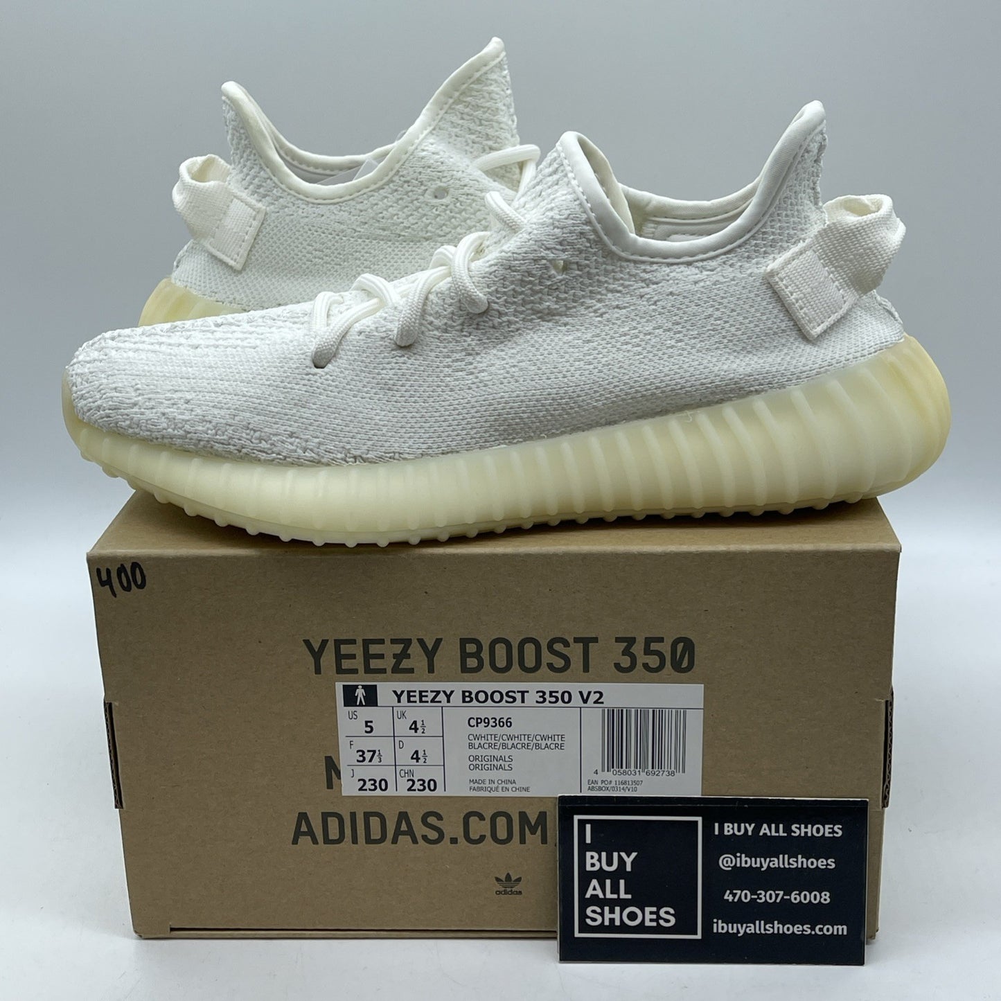 Size 5 - adidas Yeezy Boost 350 V2 Low Cream White / Triple White (CP9366)
