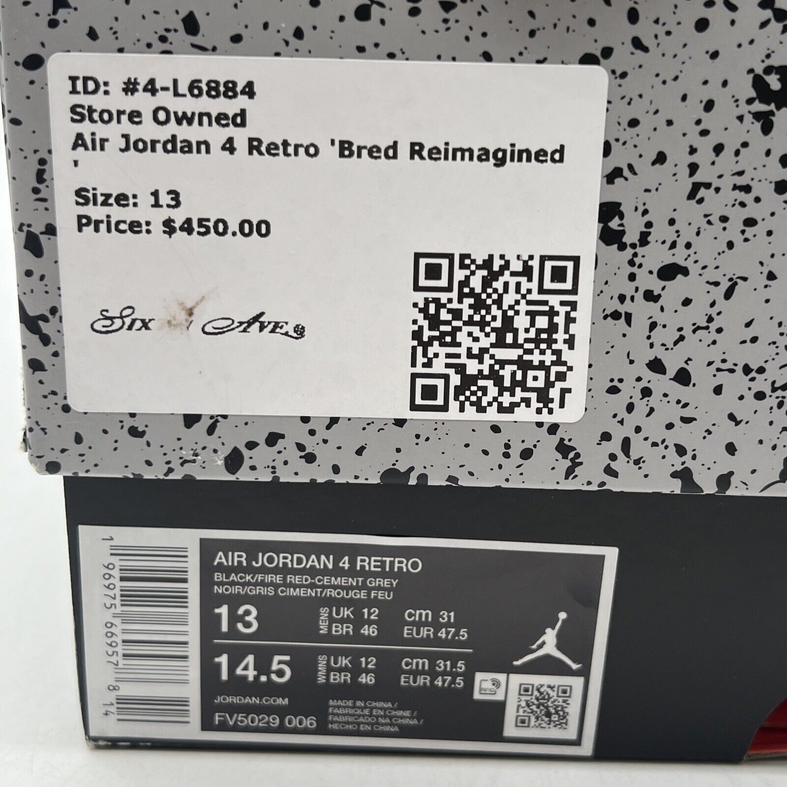 Size 13 - Air Jordan 4 Retro Bred Reimagined Black White Red (FV5029-006)