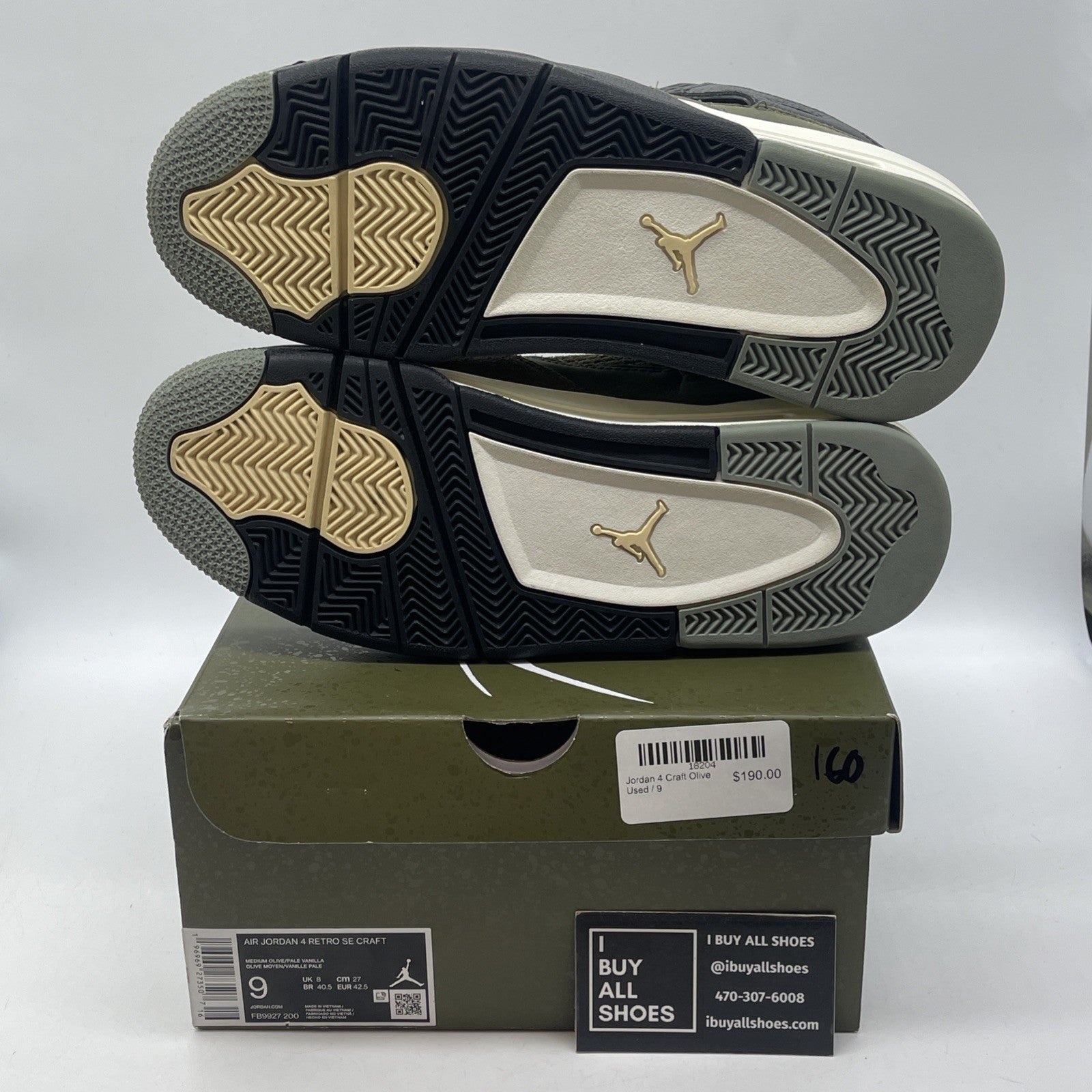 Size 9 - Jordan 4 SE Retro Low Craft Olive Black Leather Suede (FB9927-200)