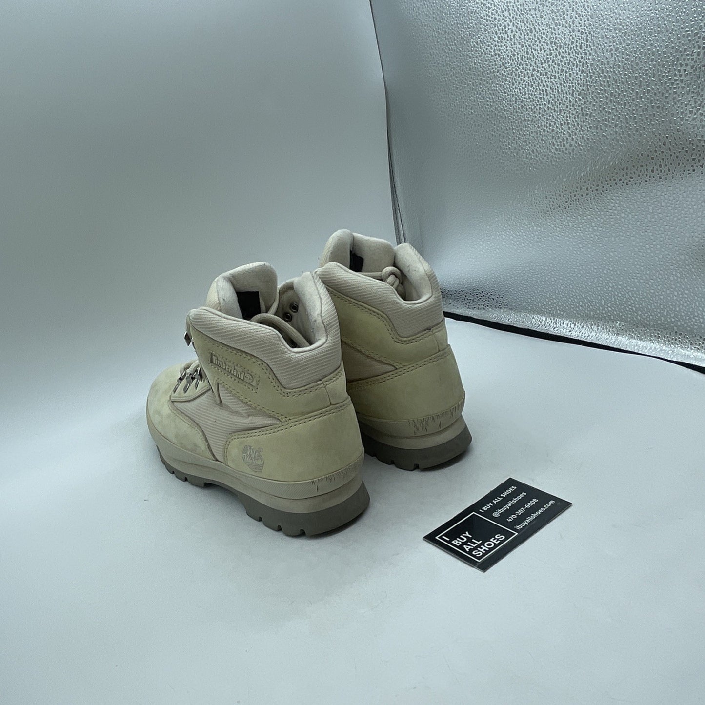 Size 10 - Timberland Euro Hiker Leather Suede Mid Hiking Boots Cream Beige