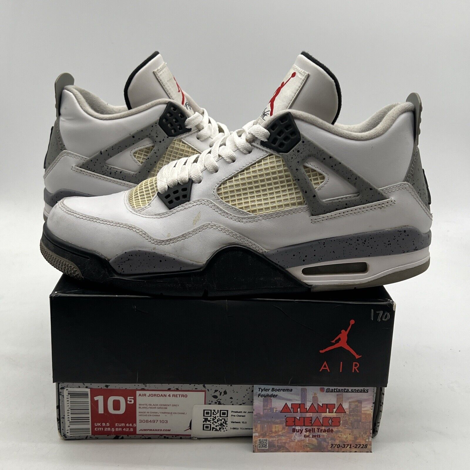 Size 10.5 - Air Jordan 4 Retro Cement 2012 (308497-103)