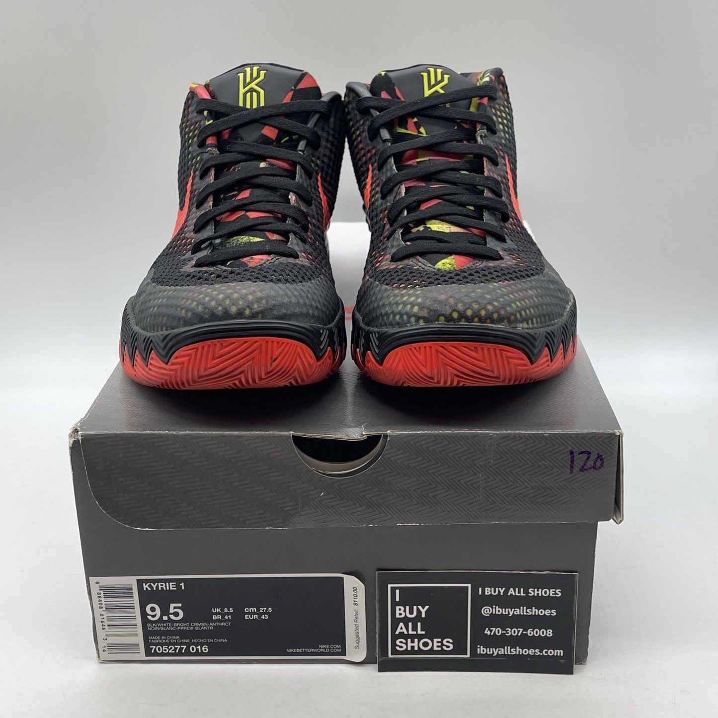 Size 9.5 - Nike Kyrie 1 Dream Black Pink Red Suede Leather (705277-016)