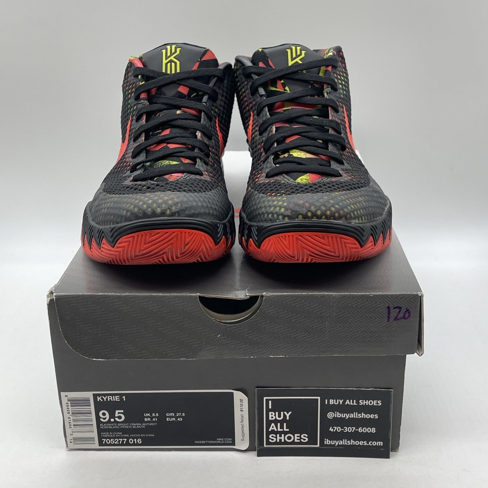 Size 9.5 - Nike Kyrie 1 Dream Black Pink Red Suede Leather (705277-016)