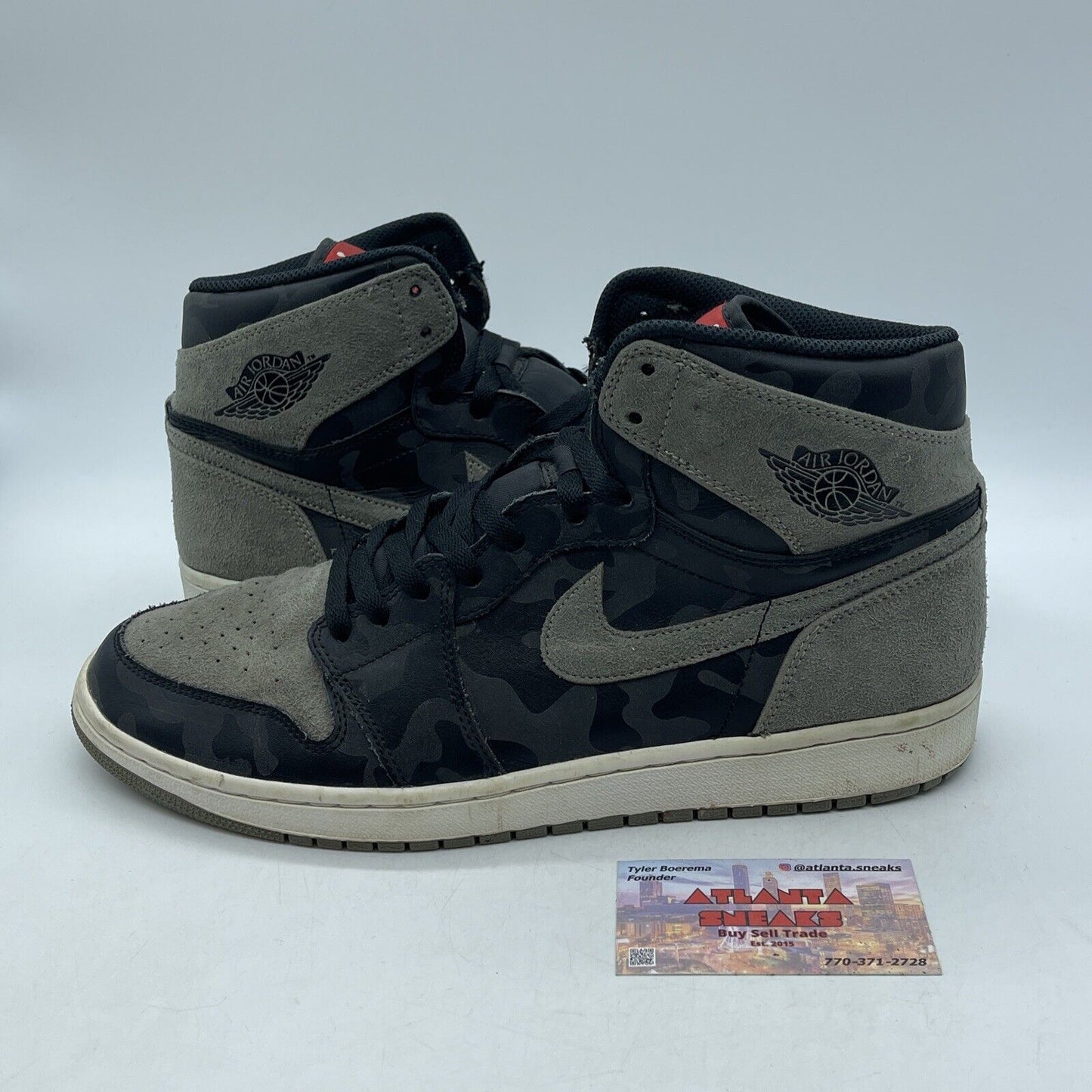 Size 12- Air Jordan 1 Retro Premium High Shadow Camo Black Suede (AA39933-034)