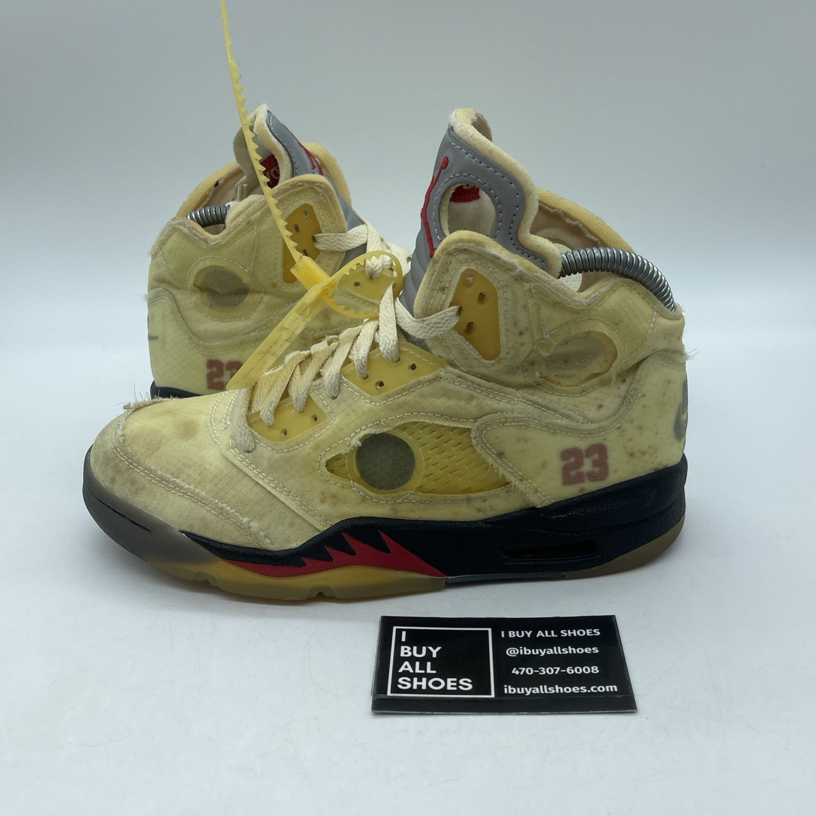 Size 5.5 - Jordan 5 SP x Off-White Mid Sail Red Black Suede (DH8565-100)