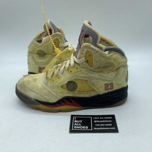 Size 5.5 - Jordan 5 SP x Off-White Mid Sail Red Black Suede (DH8565-100)