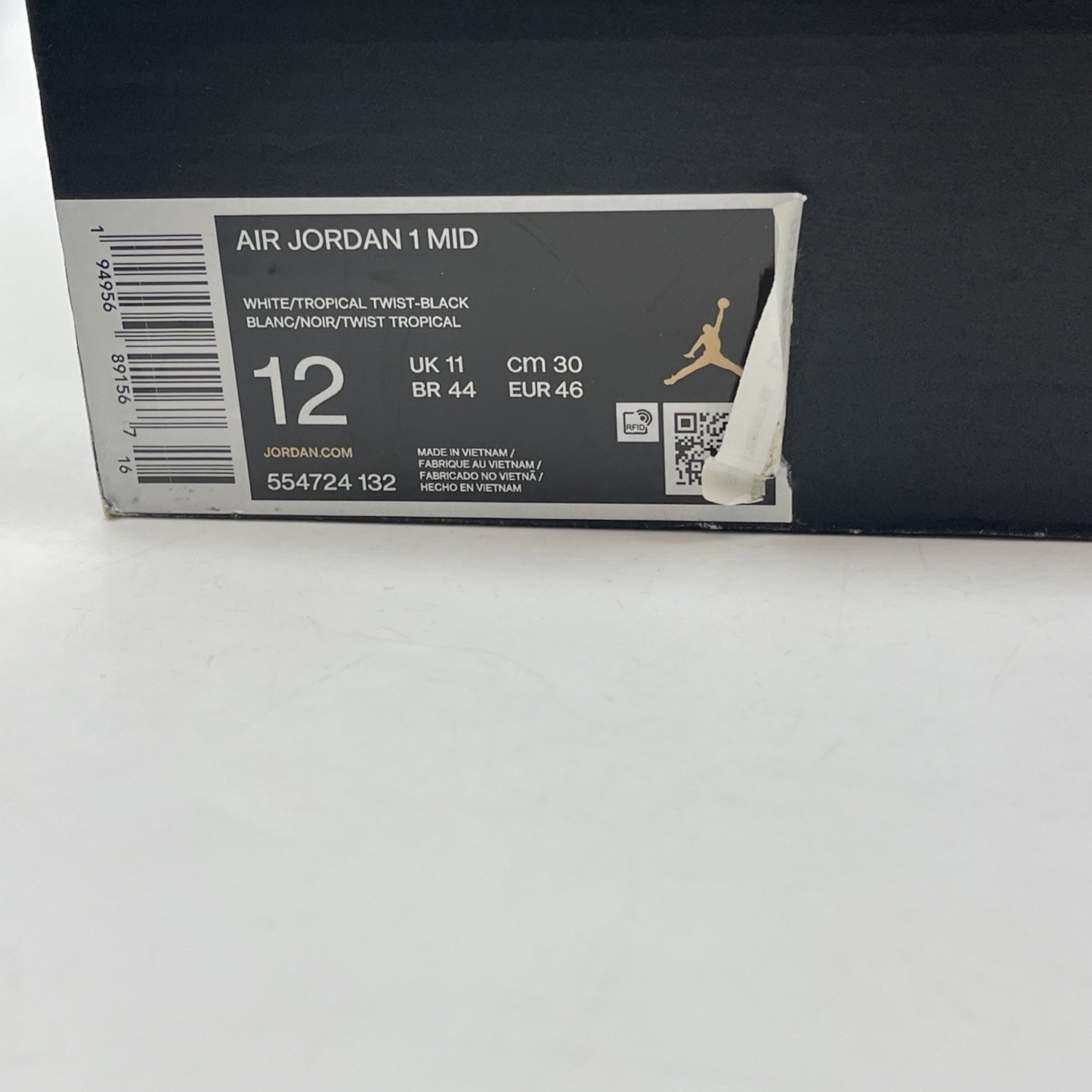 Size 12 - Air Jordan 1 Mid Tropical Twist Blue Black Leather (554724-132)