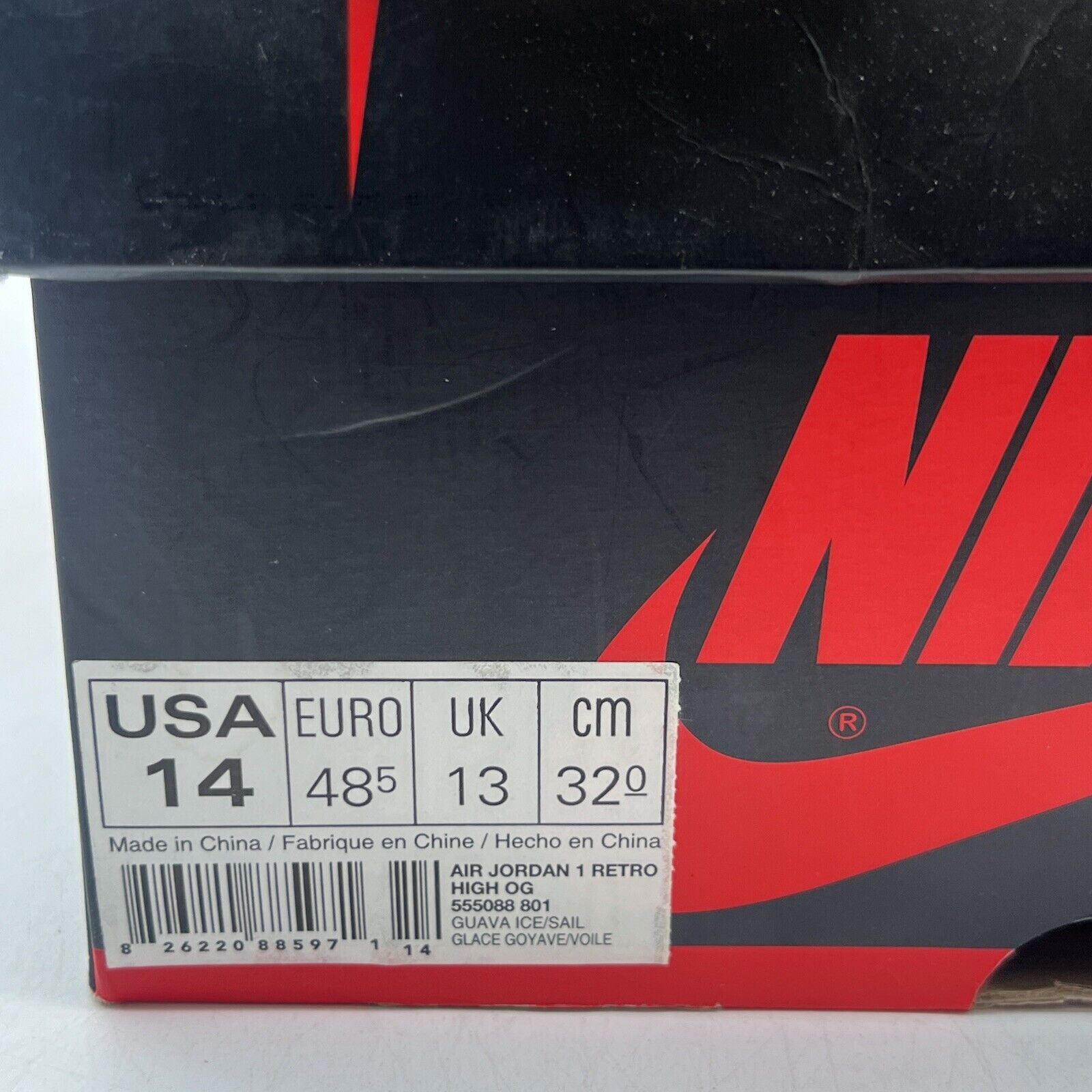 Size 14 - Air Jordan 1 Retro OG High Guava Ice Leather Light Pink (555088-801)