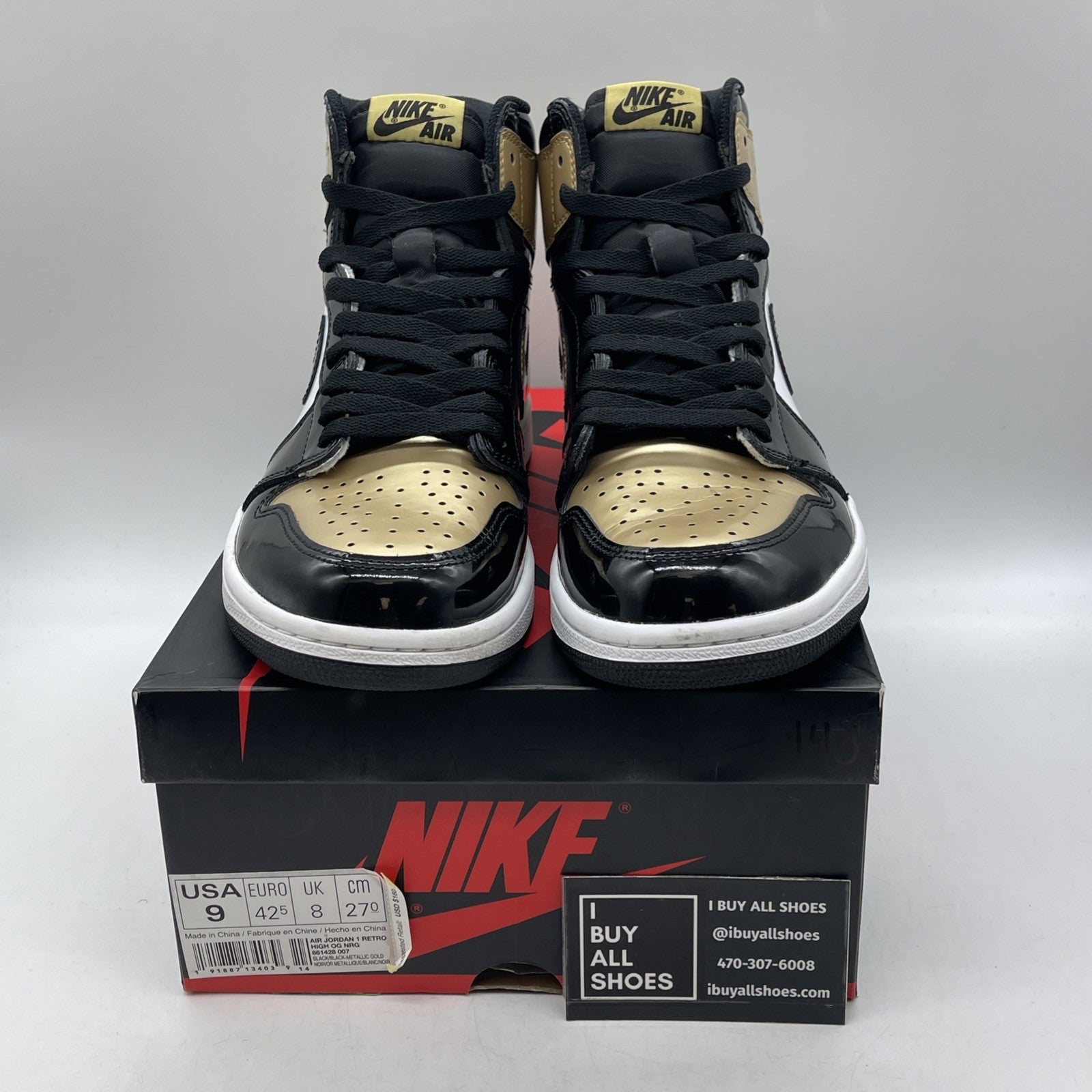Size 9 - Air Jordan 1 Retro OG NRG High Gold Toe (861428-007)