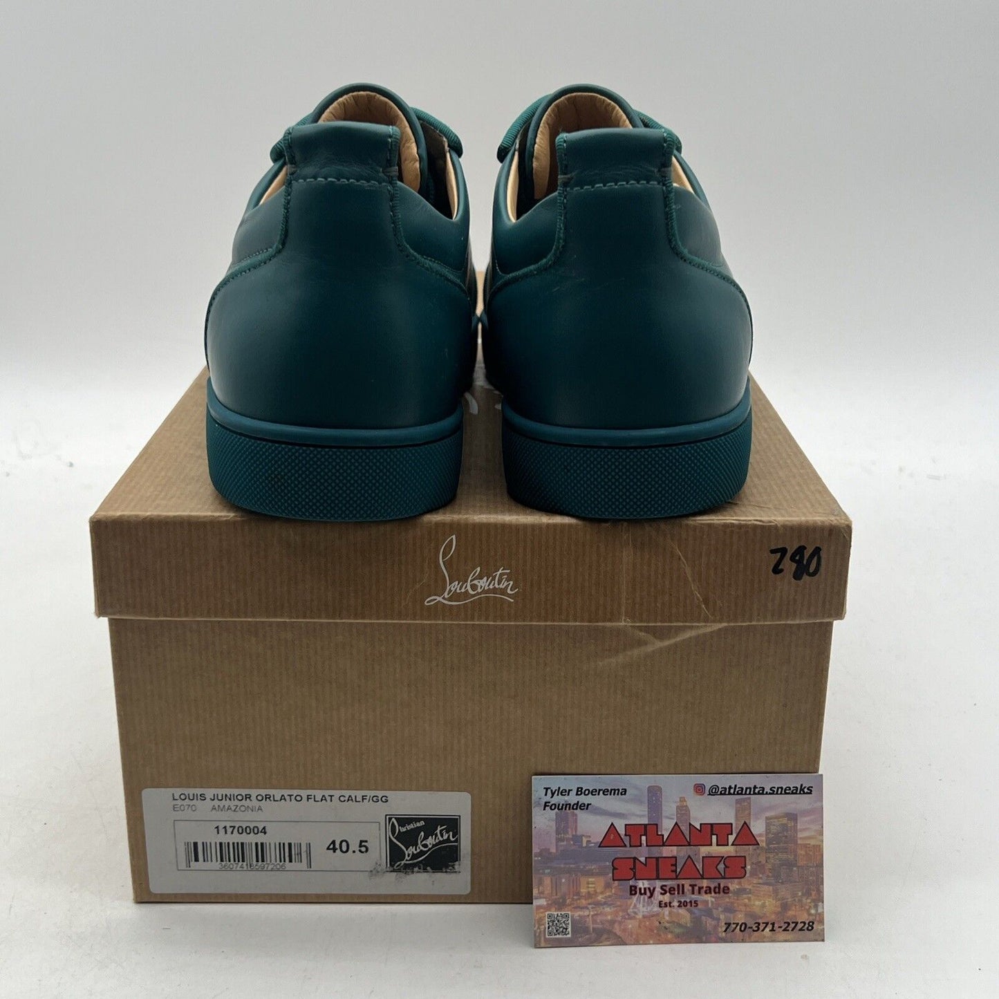 Size 7.5-Christian Louboutin Louis Junior Orlato Flat Calf/GG Amazonia (1170004)